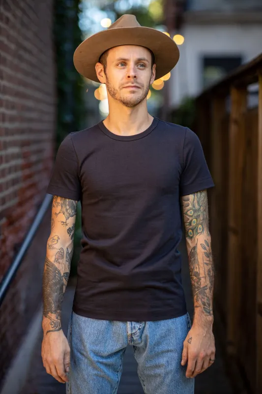 Merz b. Schwanen 1950's Crew Neck T-Shirt - Deep Black sold by Franklin and Poe