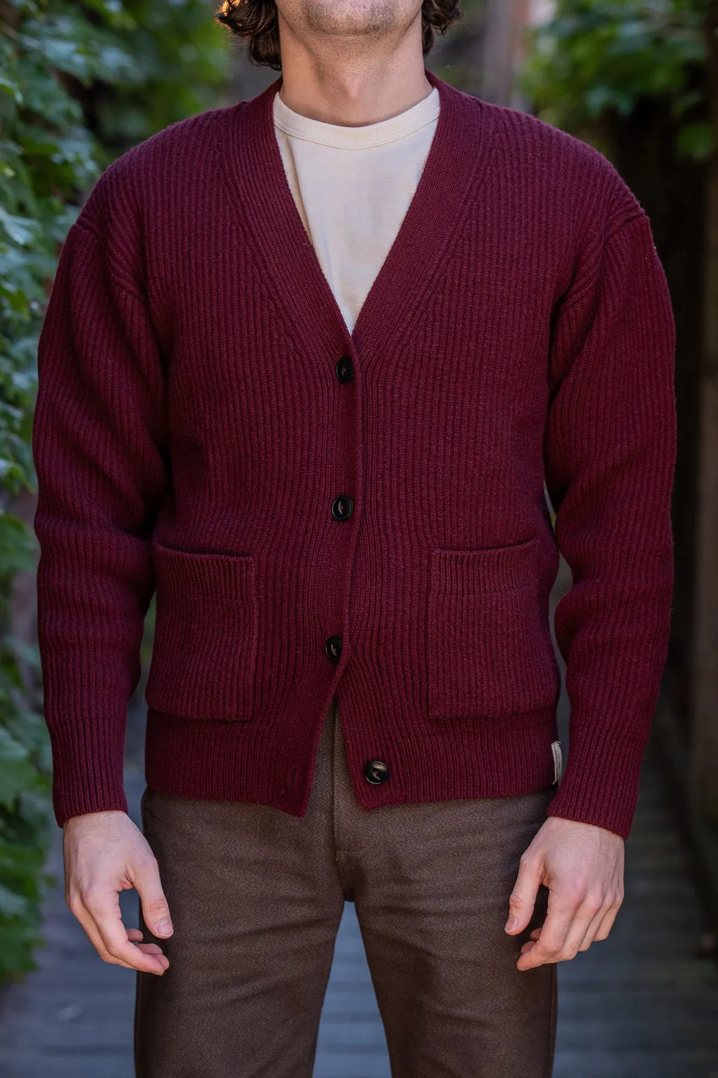 Merz LOCG02 Good Basics Cardigan - Burgundy sold by Franklin and Poe