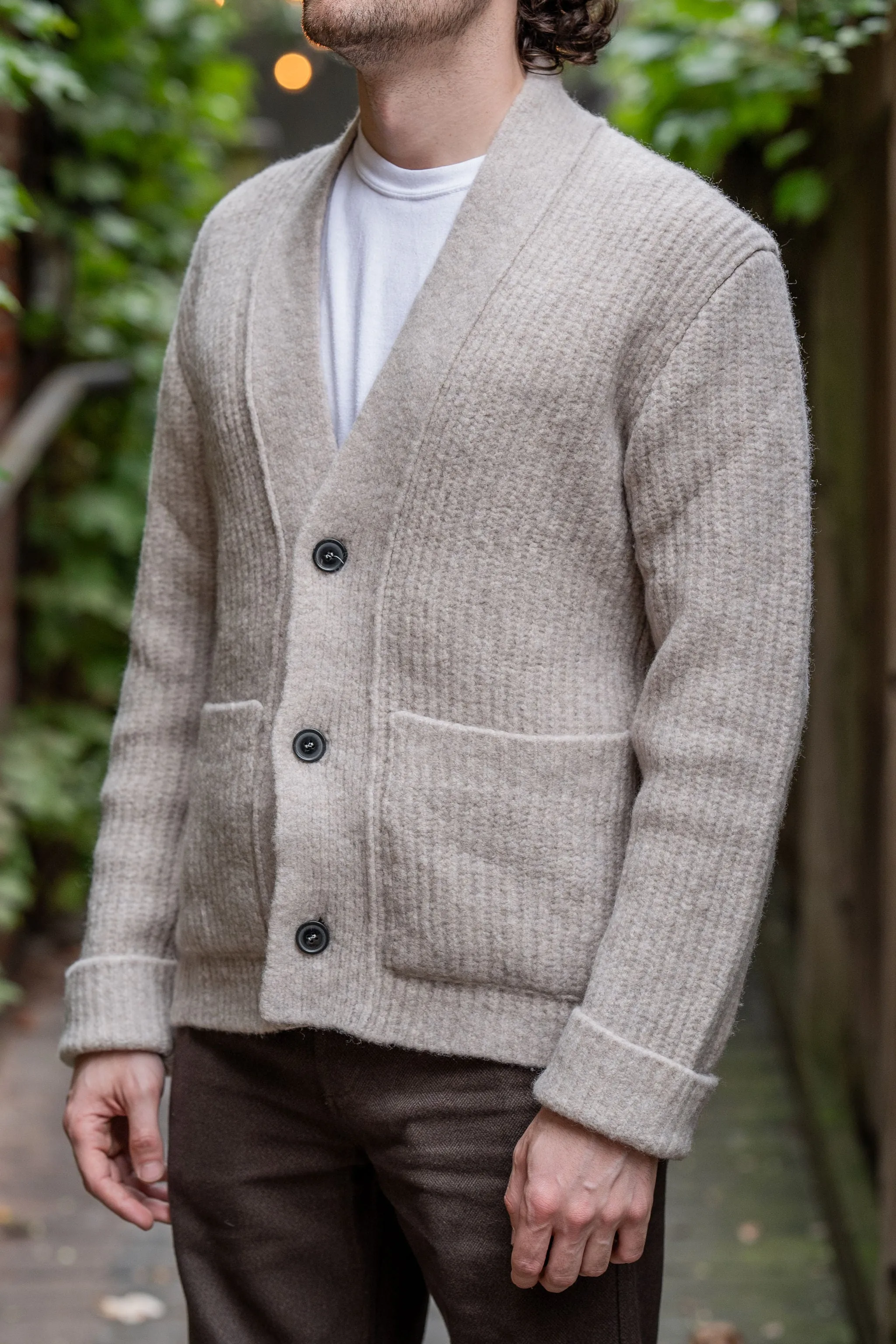 Hansen Garments Linus Knitted Cardigan - Fuzzy Natural sold by Franklin and Poe product image thumbnail 2