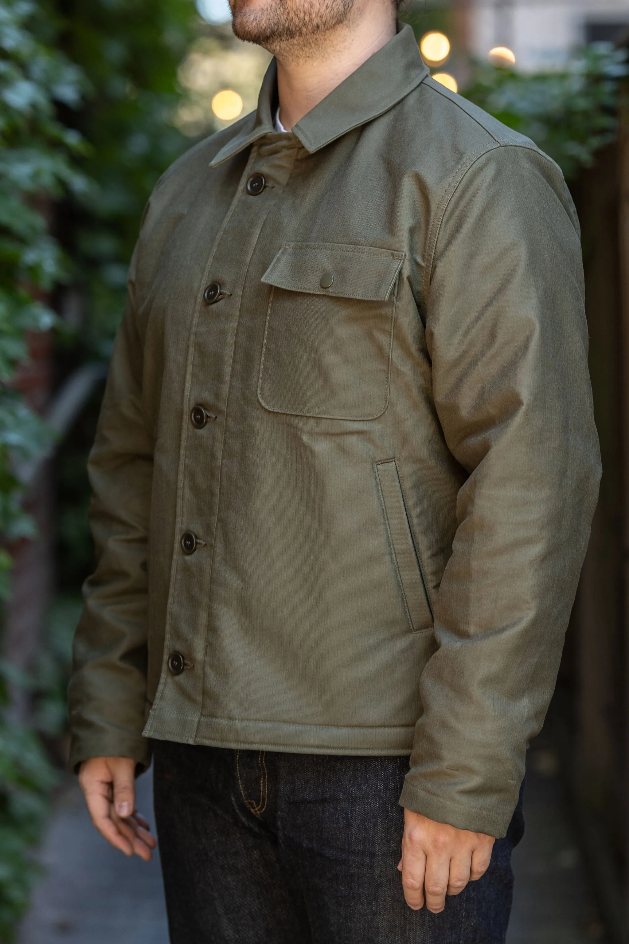 Iron Heart IHM-45-GRN Oiled Whipcord A2 Deck Jacket - Army Green sold by Franklin and Poe product image thumbnail 2