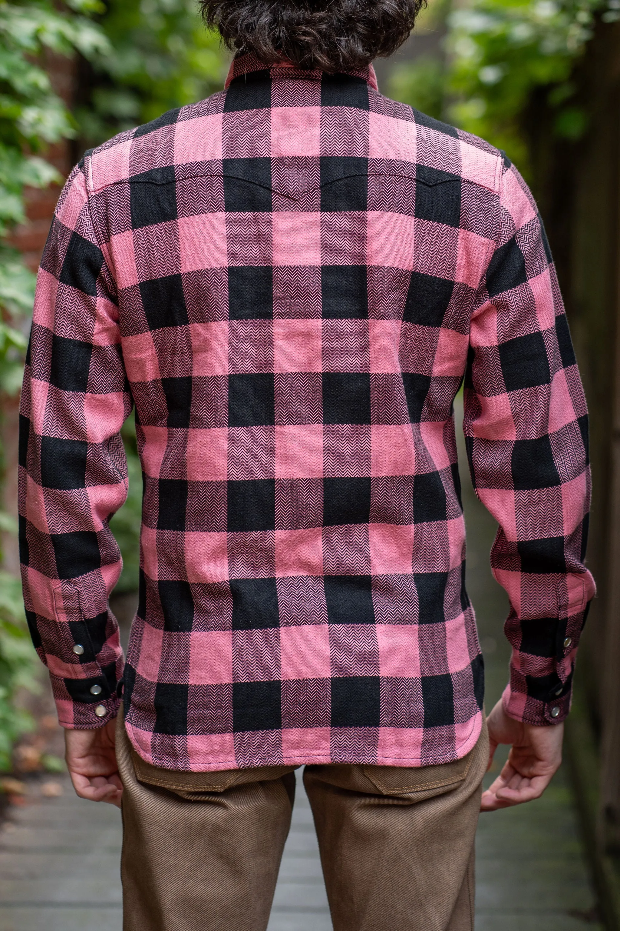 The Flat Head SNW-101L Block Check Western Flannel Shirt - Pink/Black sold by Franklin and Poe product image thumbnail 3