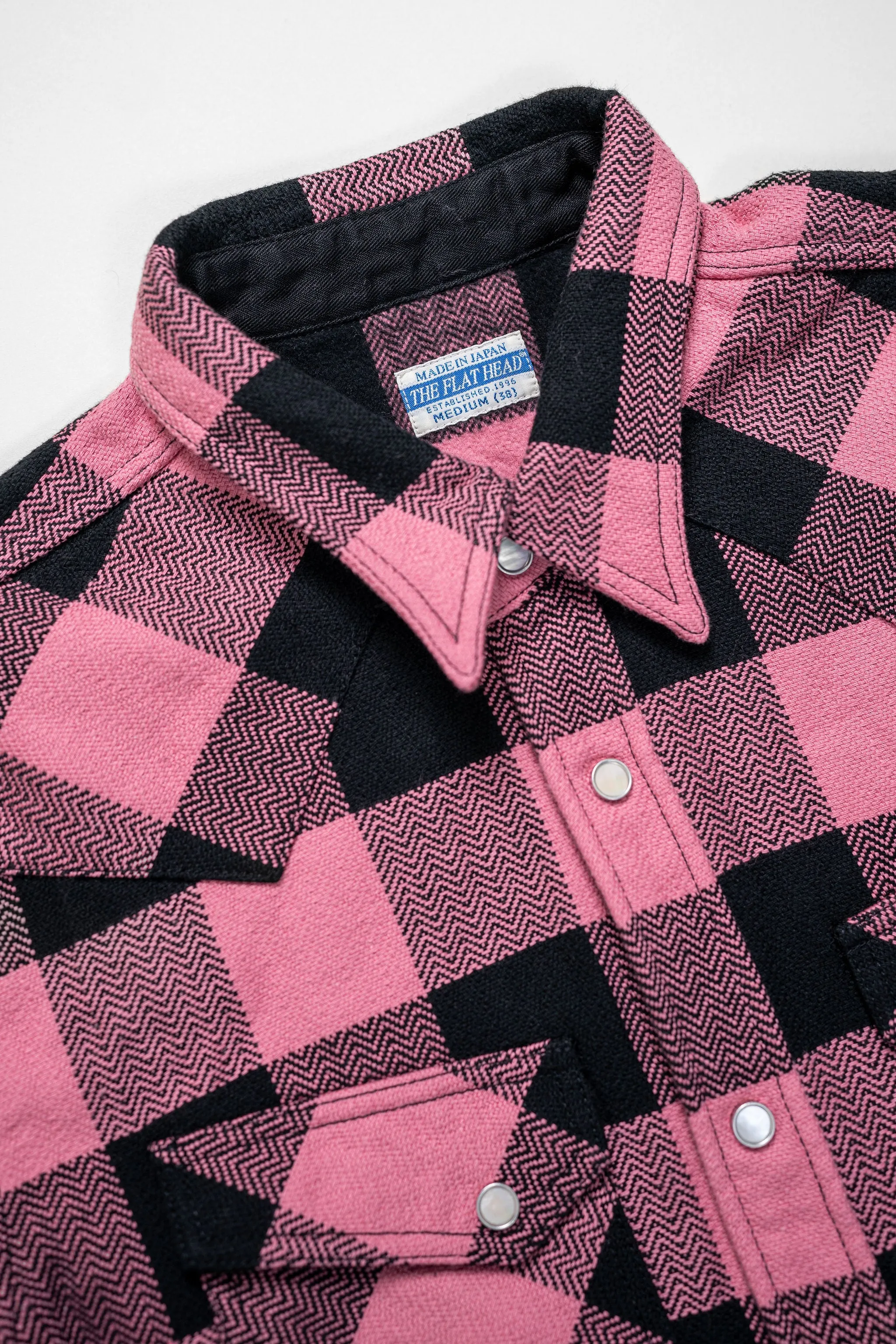 The Flat Head SNW-101L Block Check Western Flannel Shirt - Pink/Black sold by Franklin and Poe product image thumbnail 5