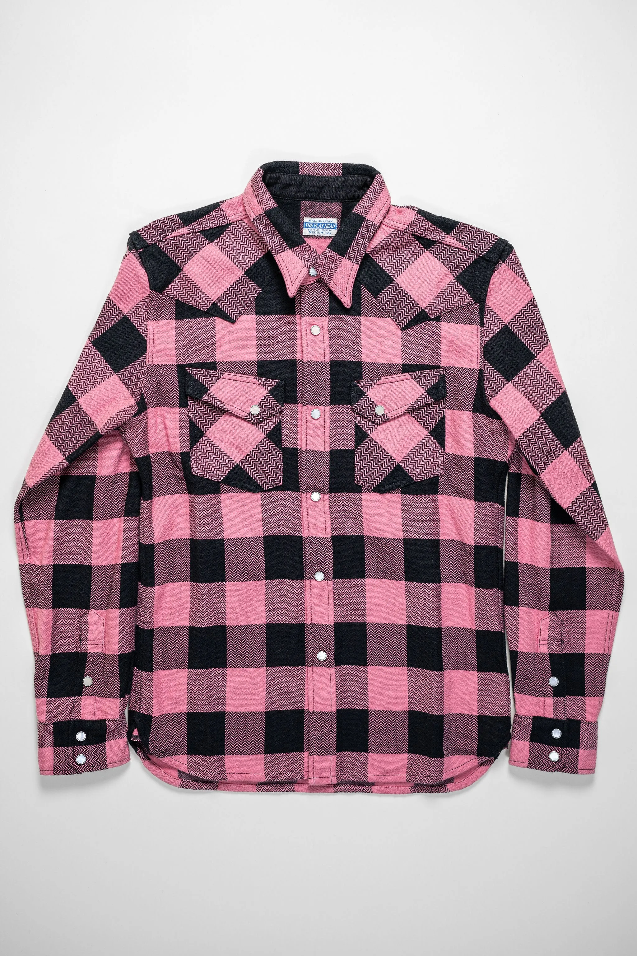 The Flat Head SNW-101L Block Check Western Flannel Shirt - Pink/Black sold by Franklin and Poe product image thumbnail 4