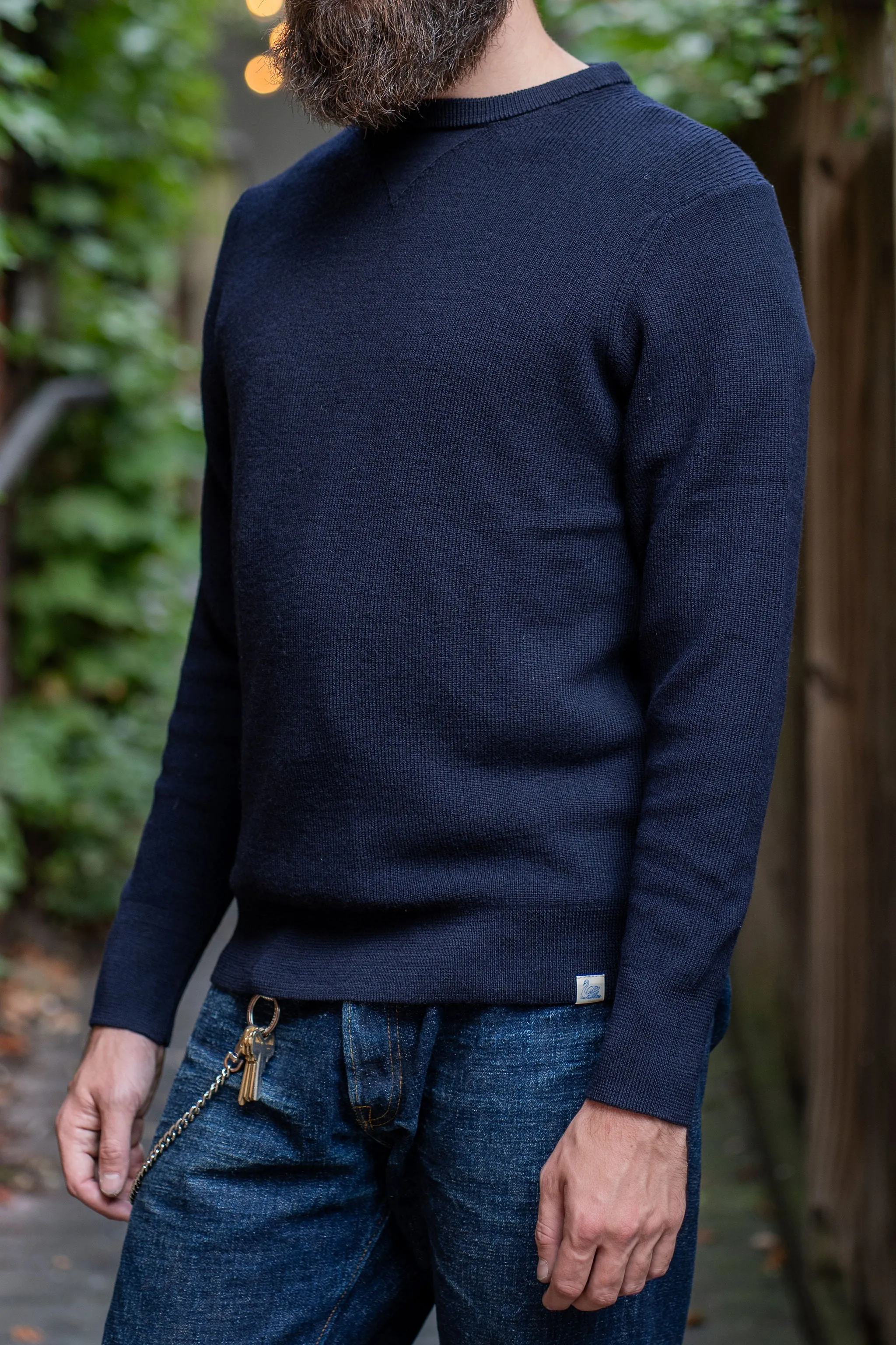 Merz b. Schwanen MWCC01 Pullover Merino Ribbed Structure - Dark Navy sold by Franklin and Poe product image thumbnail 2
