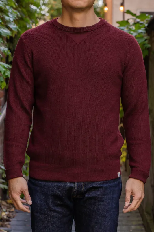 Merz b. Schwanen MWCC01 Pullover Merino Ribbed Structure - Burgundy sold by Franklin and Poe