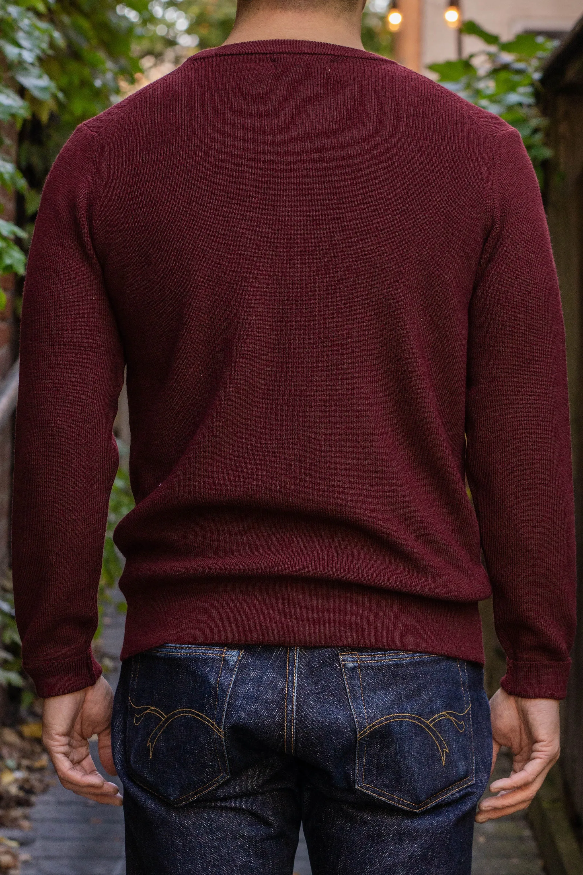 Merz b. Schwanen MWCC01 Pullover Merino Ribbed Structure - Burgundy sold by Franklin and Poe product image thumbnail 3