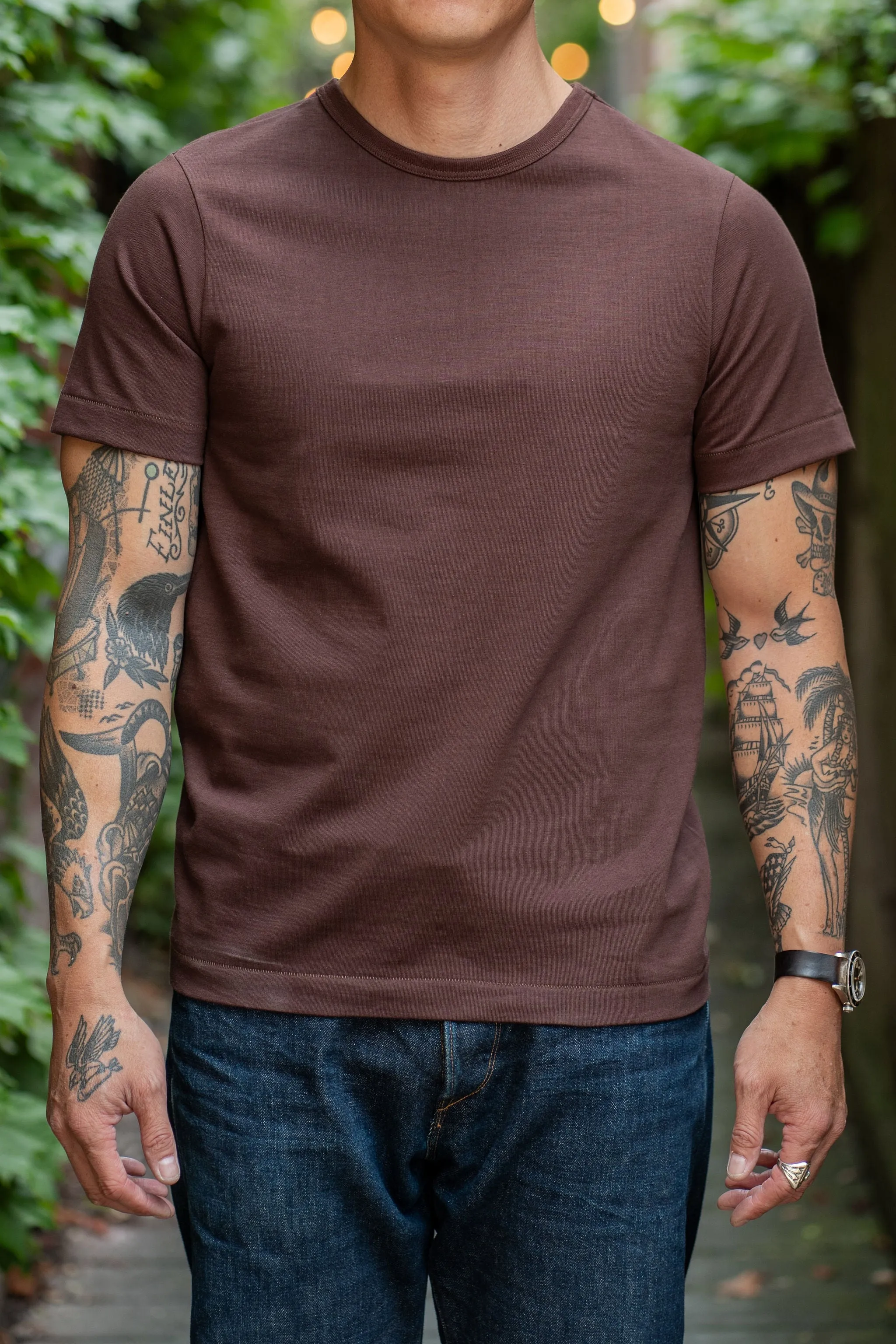 Merz b. Schwanen 215 Classic Crew Neck T-Shirt - Coffee sold by Franklin and Poe