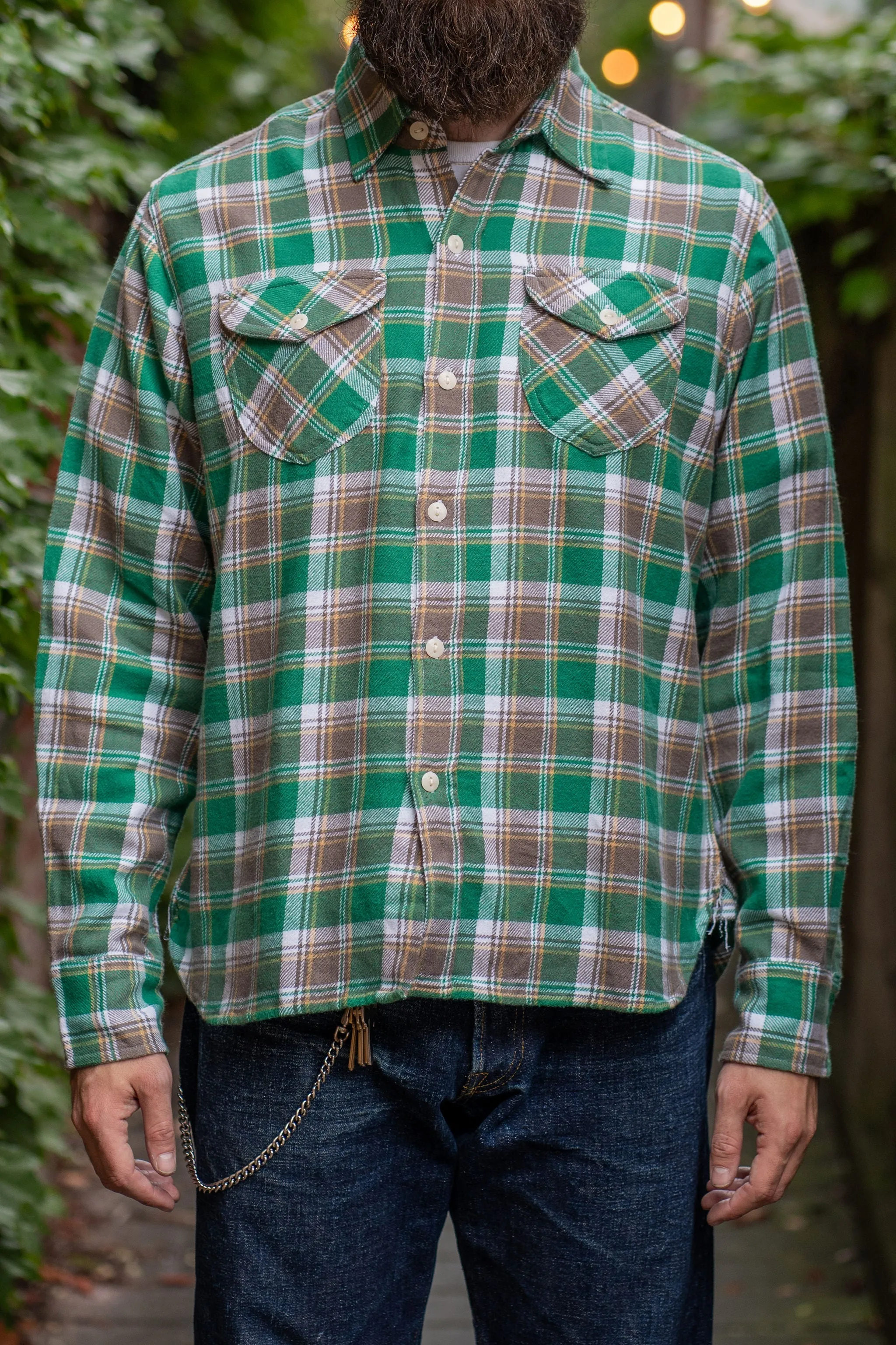 Wythe Washed Flannel Workshirt - Spring Pastures sold by Franklin and Poe