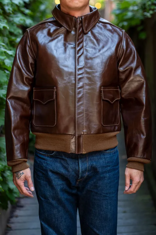 Buzz Rickson's BR80593 Type A-2 “Contract no. w535 AC-23380 Rough Wear Clothing co.” - S/Brown sold by Franklin and Poe