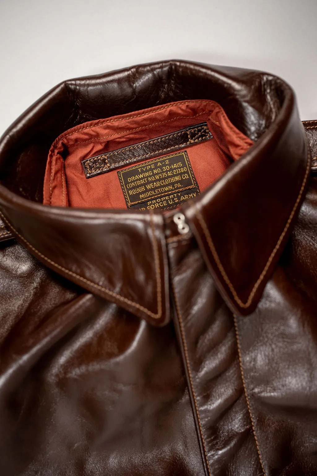 Buzz Rickson's BR80593 Type A-2 “Contract no. w535 AC-23380 Rough Wear Clothing co.” - S/Brown sold by Franklin and Poe product image thumbnail 5