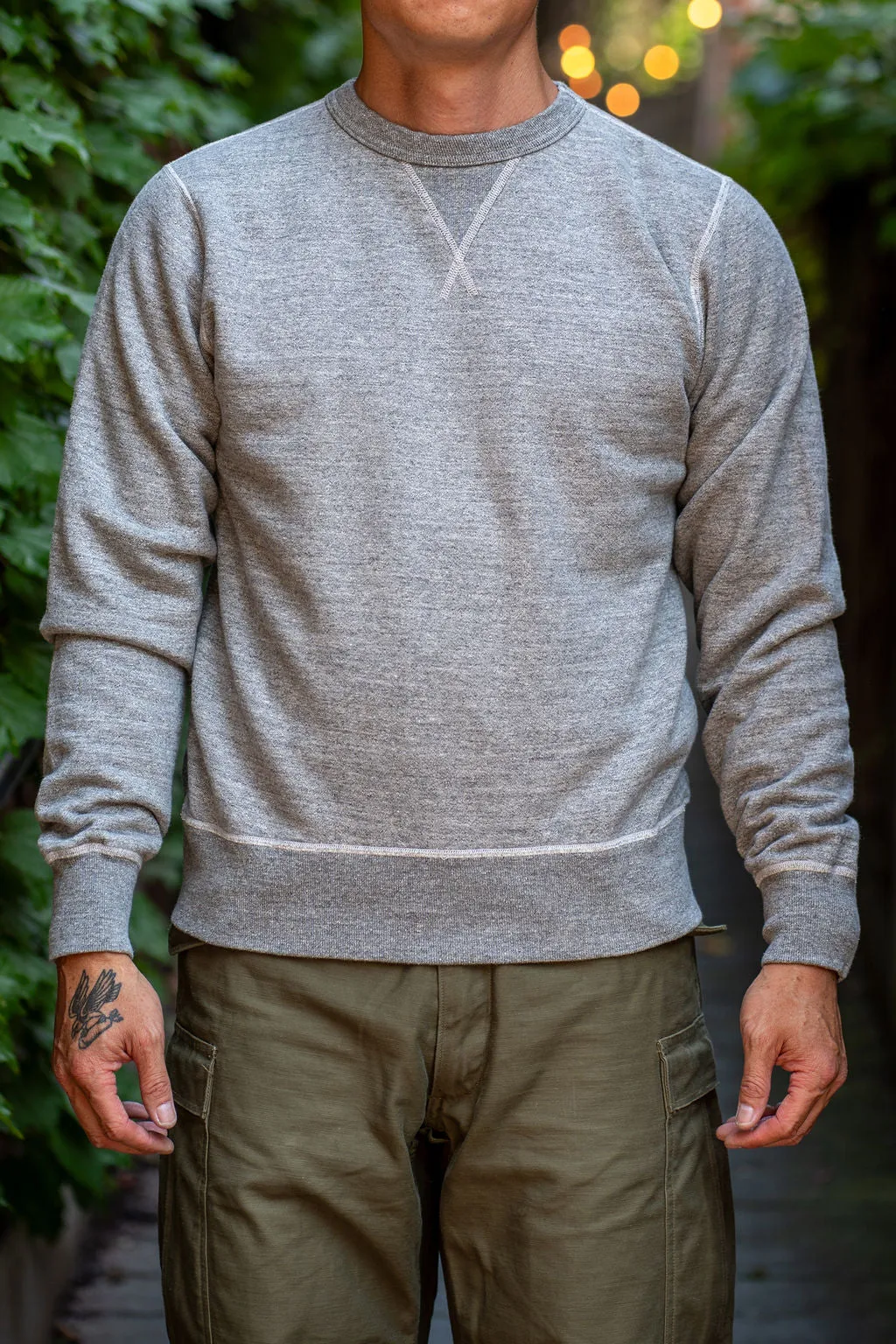 Buzz Rickson's BR65622 Set-in Crew Neck Sweatshirt - Heather Gray sold by Franklin and Poe