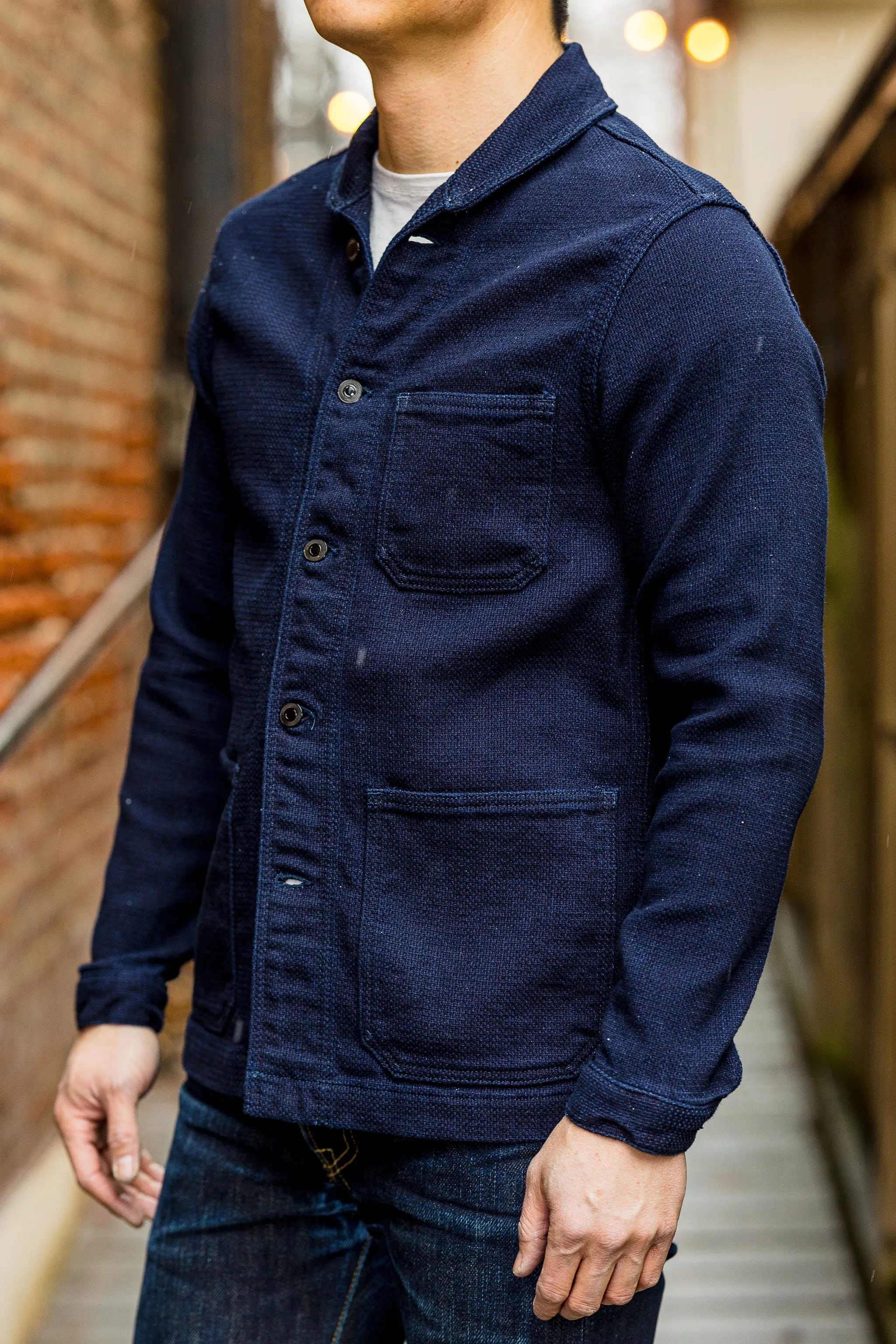 Momotaro 03-042 Indigo Dobby Coverall sold by Franklin and Poe product image thumbnail 2
