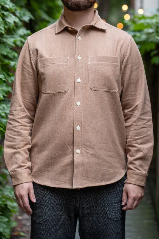 Indi + Ash Ames Workshirt - Kutch Brown Handwoven Denim sold by Franklin and Poe