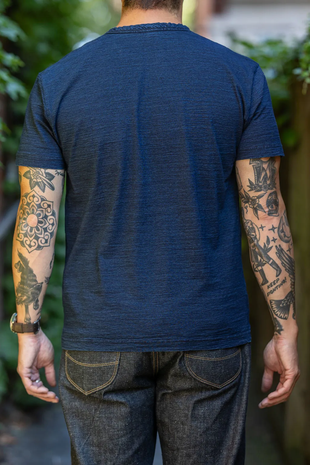 Pure Blue Japan SS-5011-D Indigo Jersey Crew Neck T-shirt - Dark Indigo sold by Franklin and Poe product image thumbnail 2