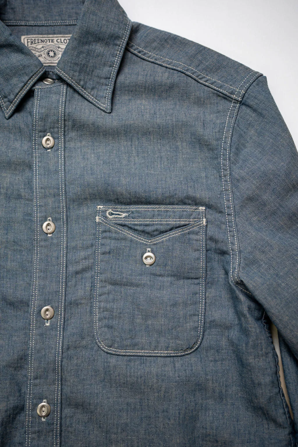 Freenote Cloth Lambert - Herringbone Chambray sold by Franklin and Poe product image thumbnail 5