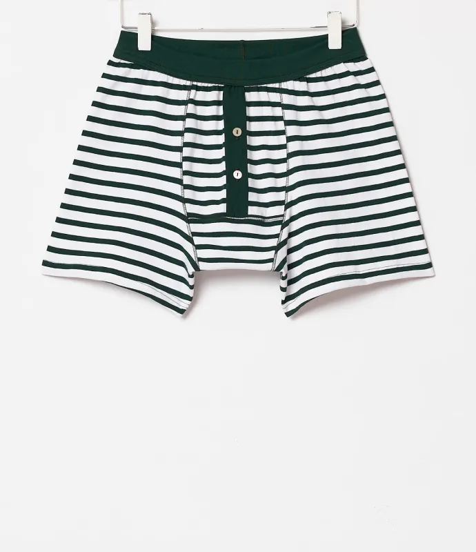 Merz b. Schwanen 2M55 Button Facing Underpants - Green/White sold by Franklin and Poe