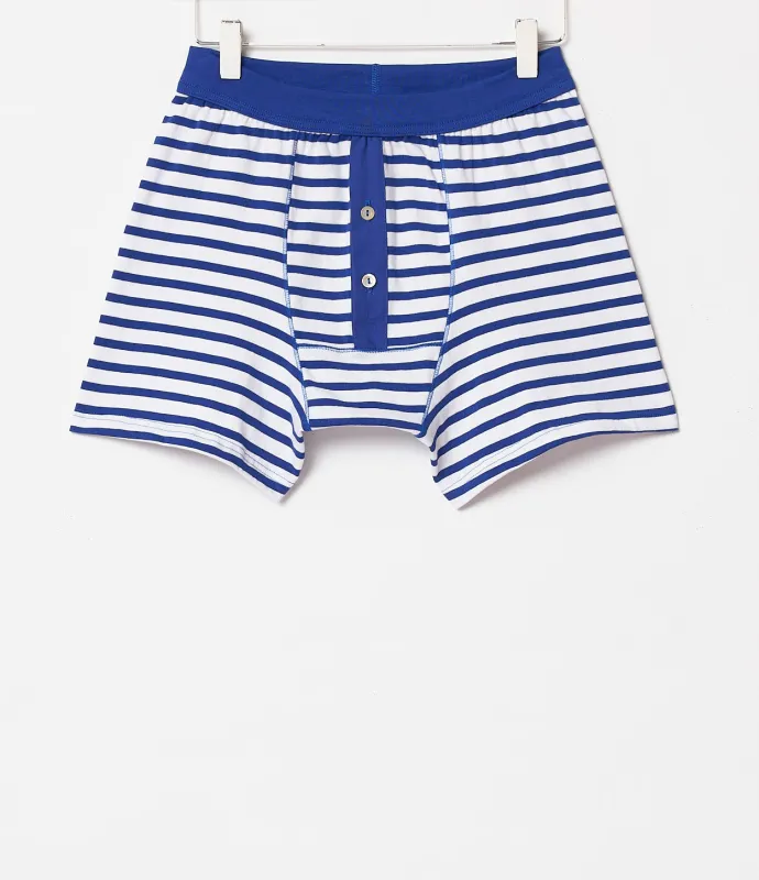 Merz b. Schwanen 2M55 Button Facing Underpants - Vintage Blue/White sold by Franklin and Poe