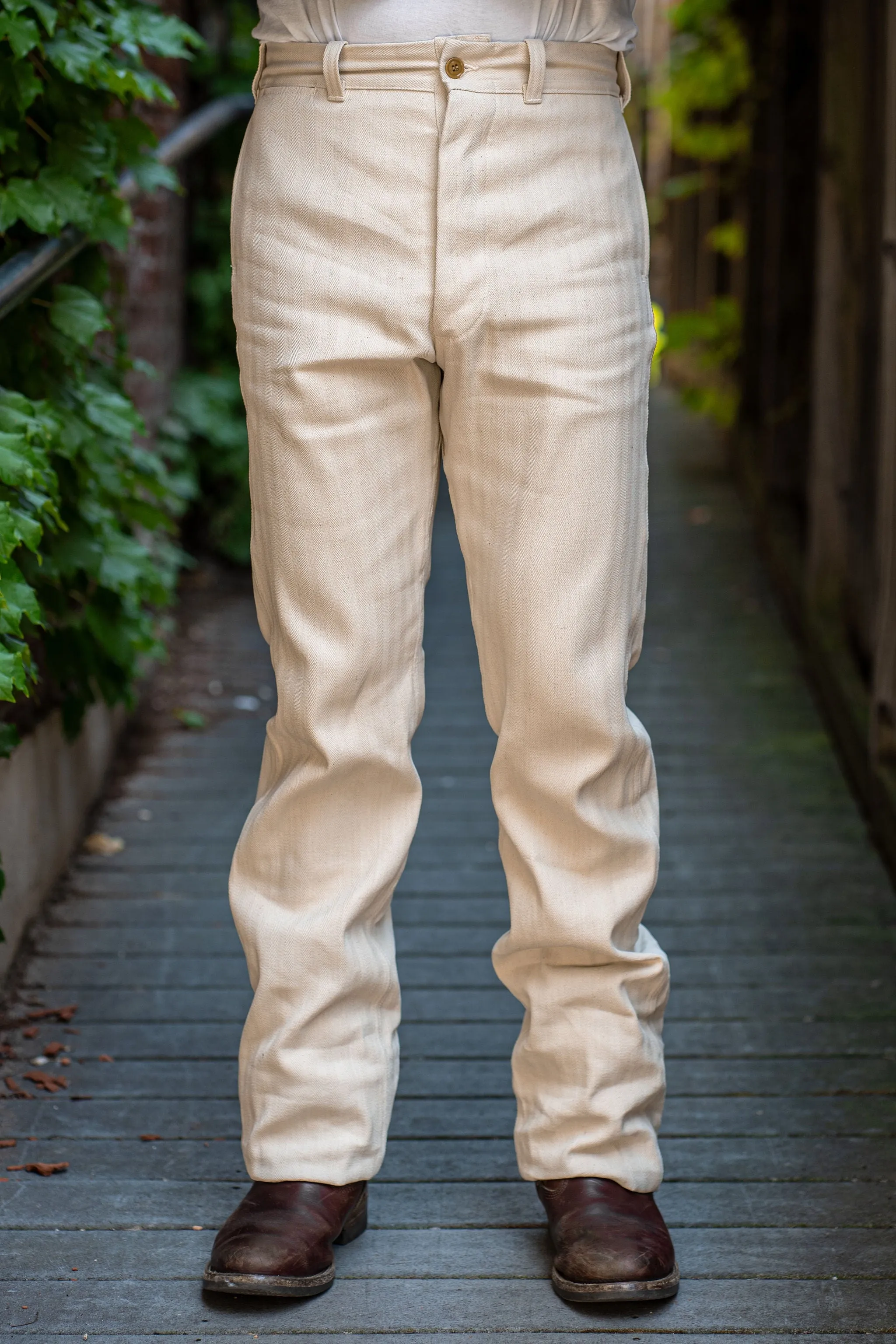 Mister Freedom Sportman Chinos - Ivory HBT sold by Franklin and Poe