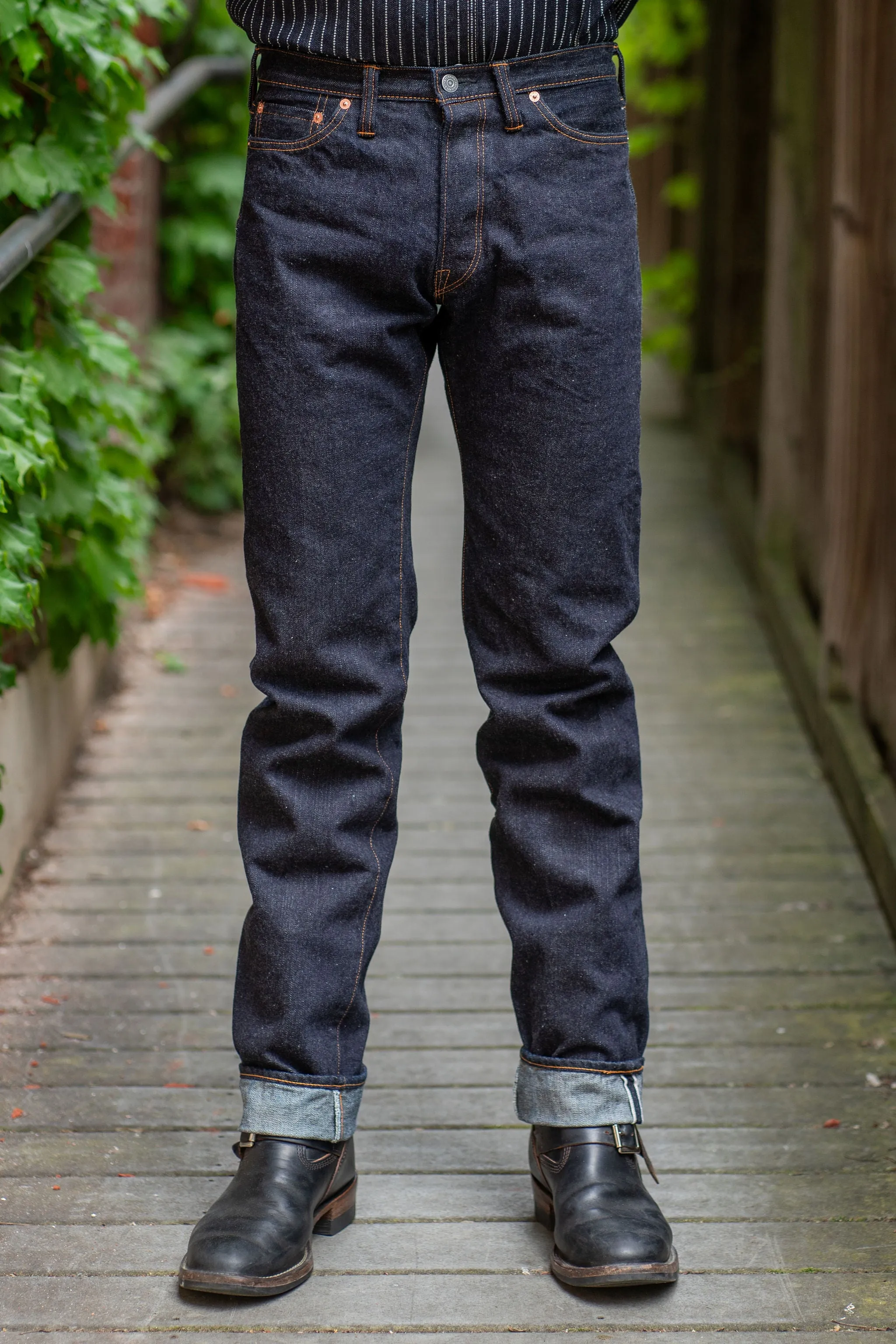 The Flat Head FN-3009 Slim Straight - 14.5oz Selvedge Denim (One Washed) sold by Franklin and Poe