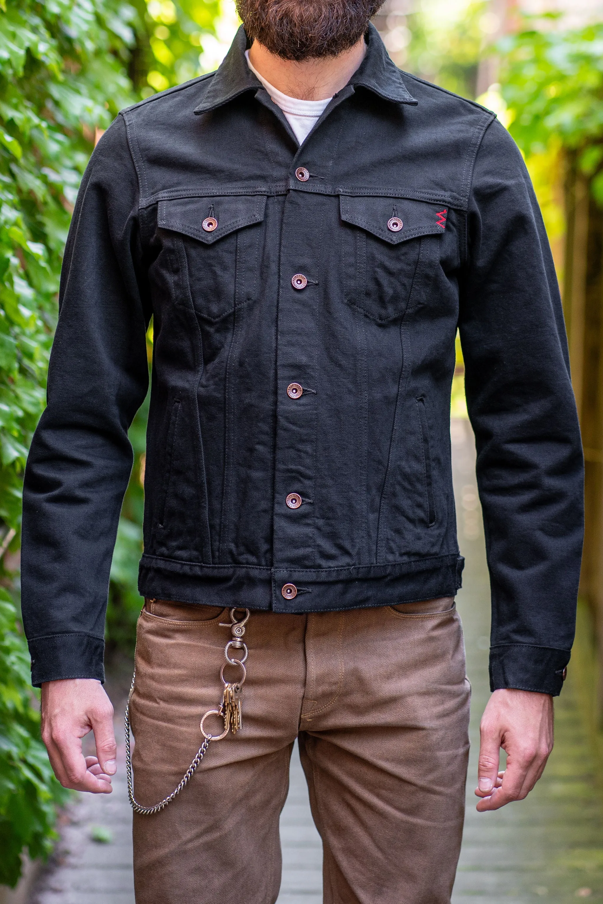 Iron Heart IHJ-132-BLK 14oz Selvedge Denim Modified Type III Jacket - Superblack sold by Franklin and Poe
