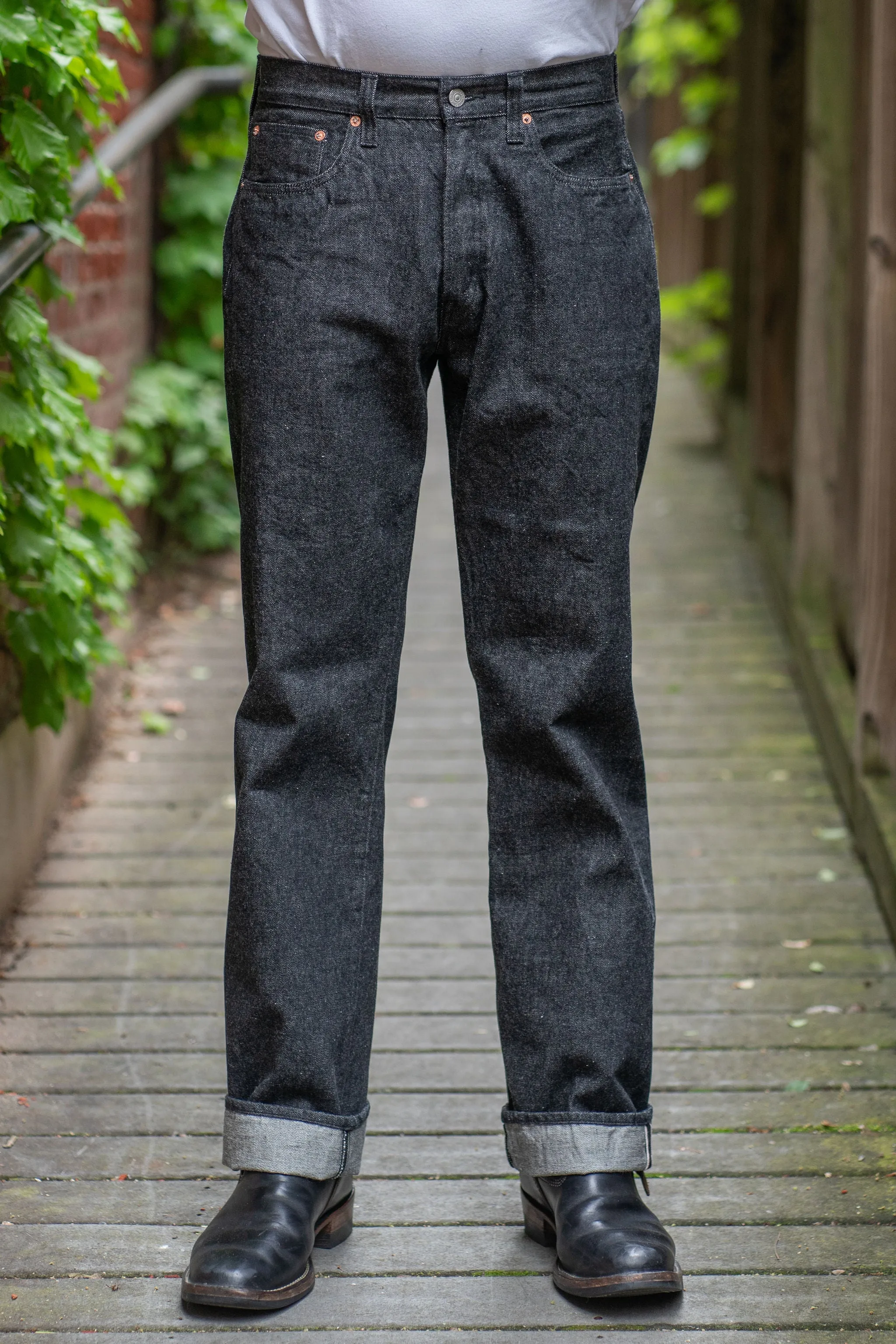Sugar Cane Lot No. SC42460 1947 Straight Leg - 14.25oz Black Denim sold by Franklin and Poe