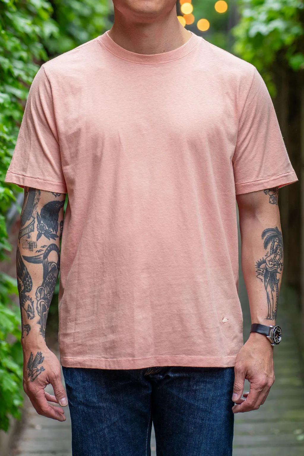 Merz b. Schwanen HPT01 Relaxed Fit T-shirt 5.4OZ Cotton-Hemp - Peach sold by Franklin and Poe
