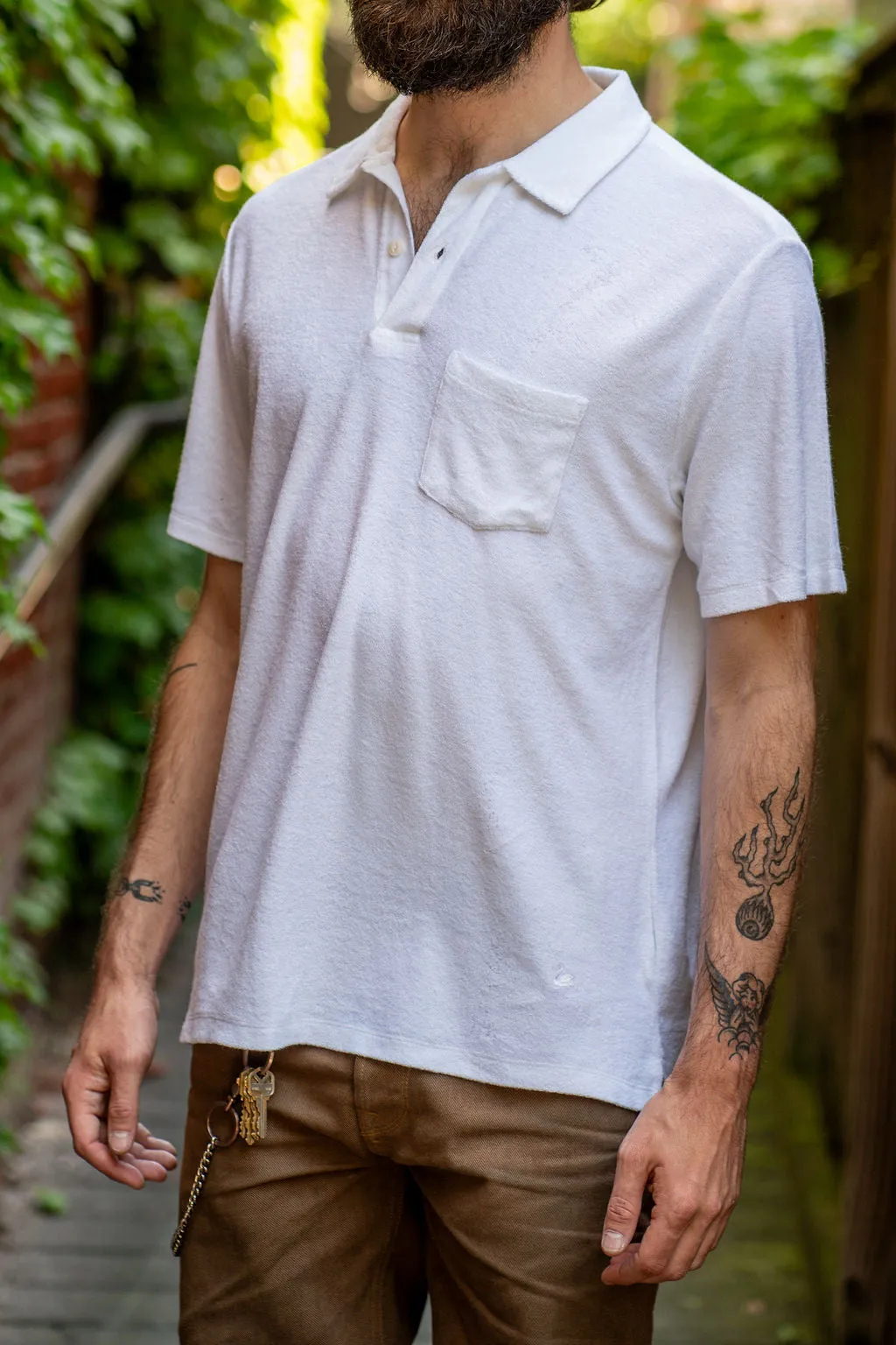 Merz b. Schwanen TPLP02 Good Basic Polo Shirt 4.6oz Terry - White sold by Franklin and Poe product image thumbnail 2