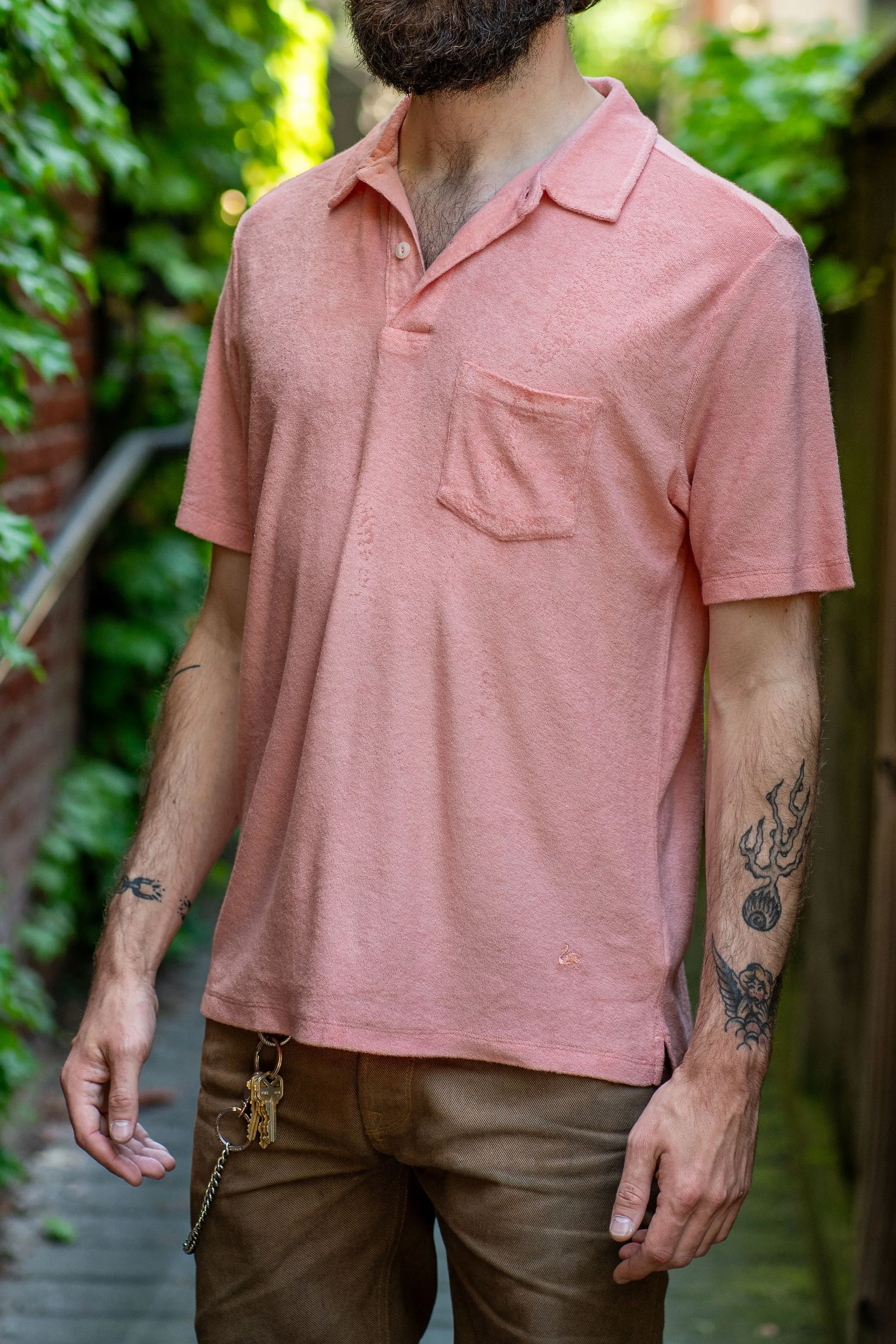 Merz b. Schwanen TPLP02 Good Basic Polo Shirt 4.6oz Terry - Peach sold by Franklin and Poe product image thumbnail 2