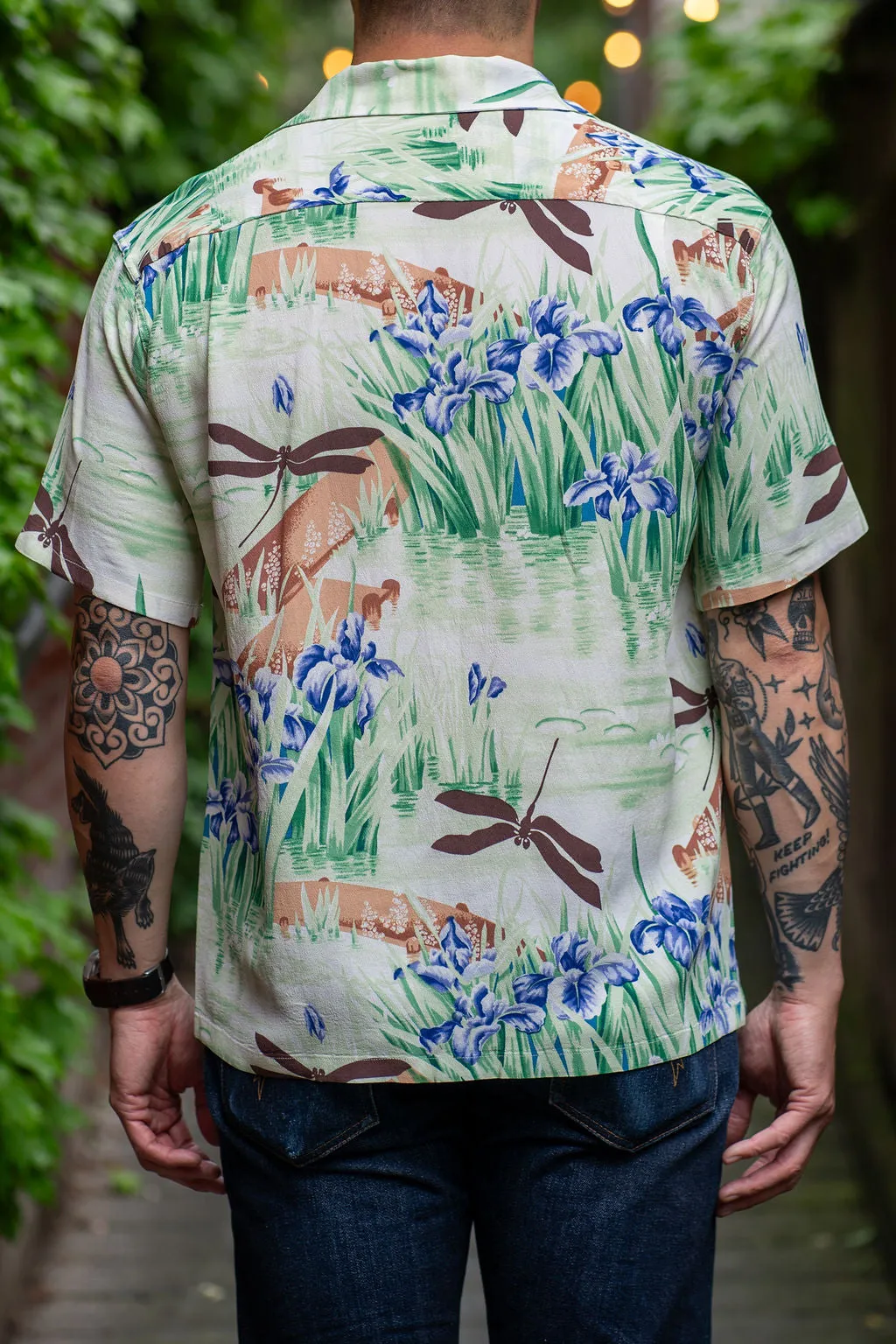 Sun Surf Rayon Hawaiian Shirt "Iris & Dragonfly" - Brown sold by Franklin and Poe product image thumbnail 3