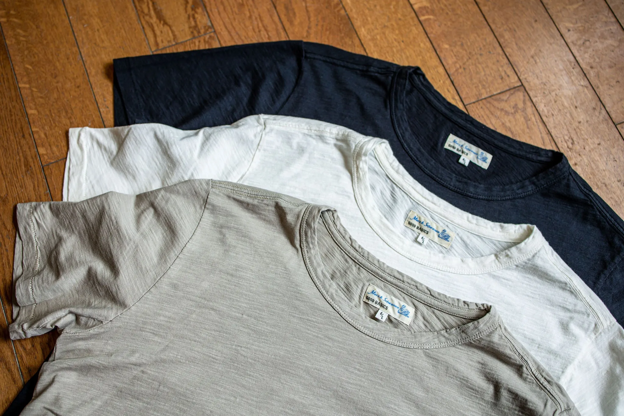 Merz b. Schwanen SCT04 Good Basics 5.8oz Relaxed Fit Pima Slub T-Shirt - Greige sold by Franklin and Poe product image thumbnail 4