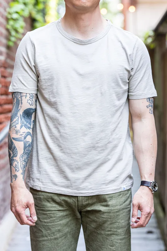 Merz b. Schwanen SCT04 Good Basics 5.8oz Relaxed Fit Pima Slub T-Shirt - Greige made by Merz B. Schwanen