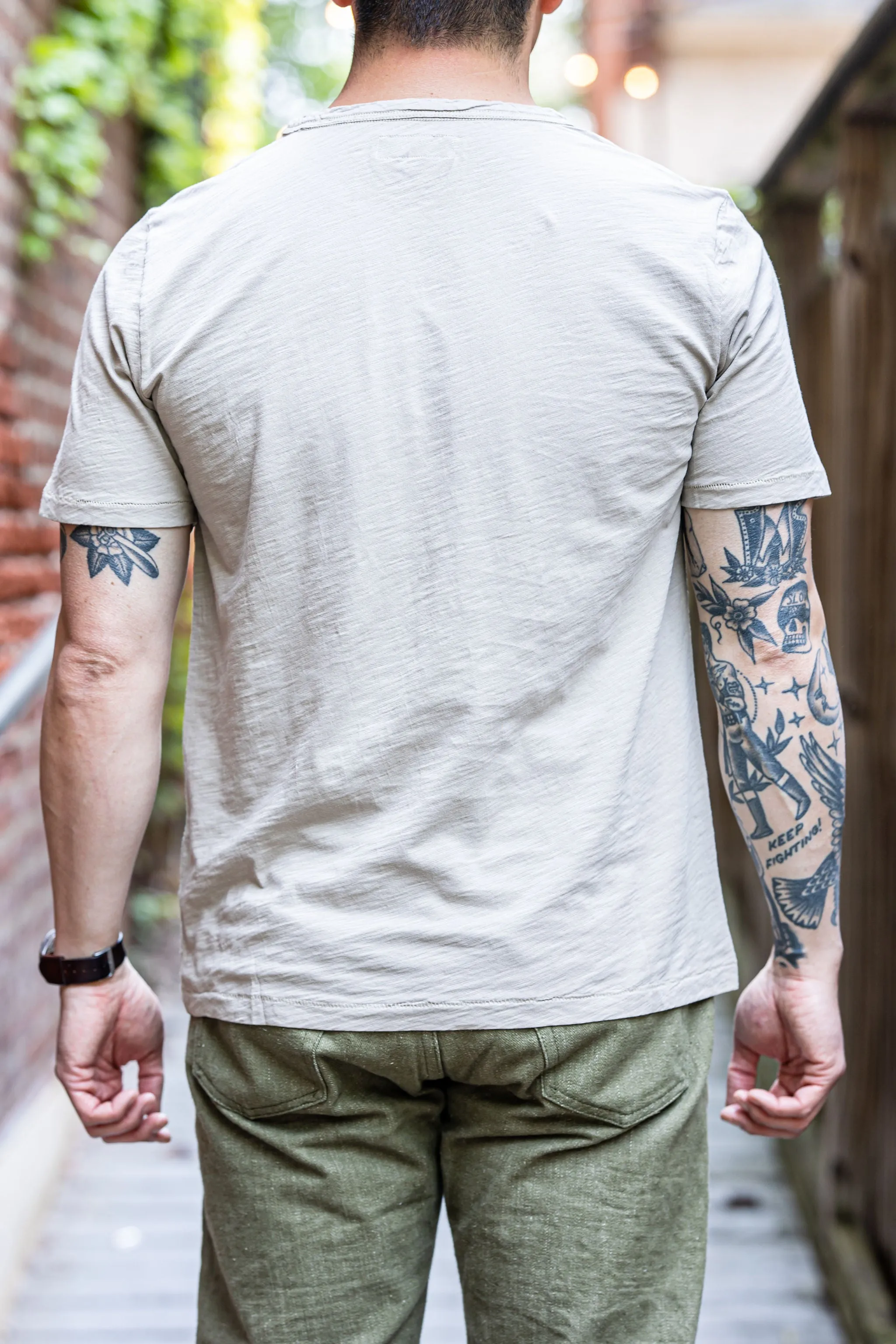 Merz b. Schwanen SCT04 Good Basics 5.8oz Relaxed Fit Pima Slub T-Shirt - Greige sold by Franklin and Poe product image thumbnail 2