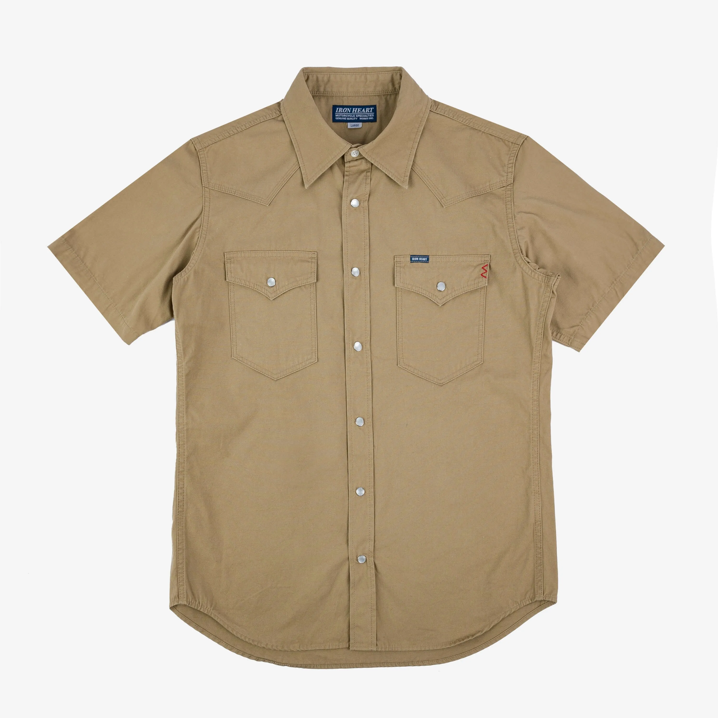 Iron Heart IHSH-387-KHA 7oz Fatigue Cloth Short Sleeved Western Shirt - Khaki sold by Franklin and Poe product image thumbnail 4