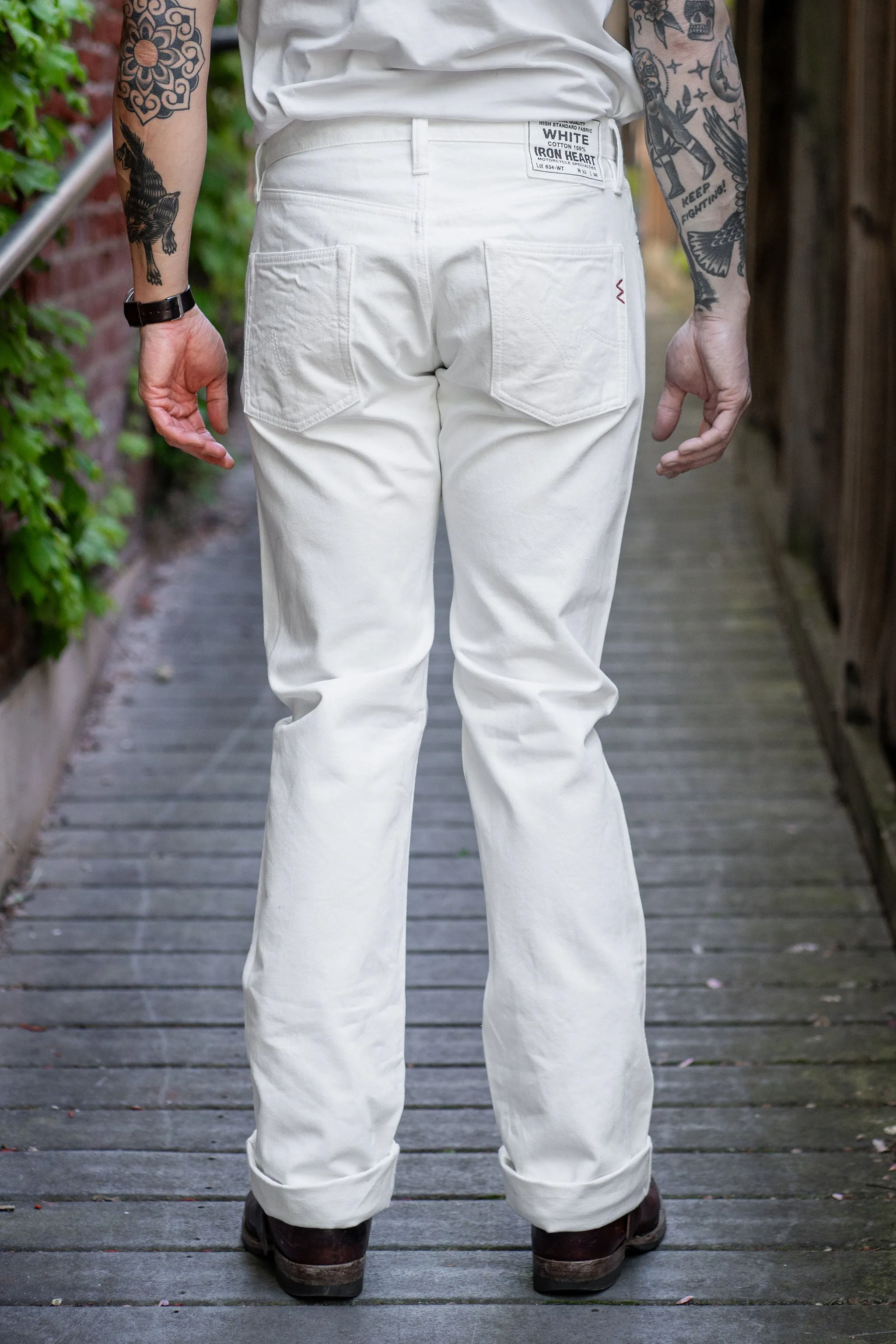 Iron Heart IH-634-WT 13.5oz Denim Straight Cut Jeans - White sold by Franklin and Poe product image thumbnail 3