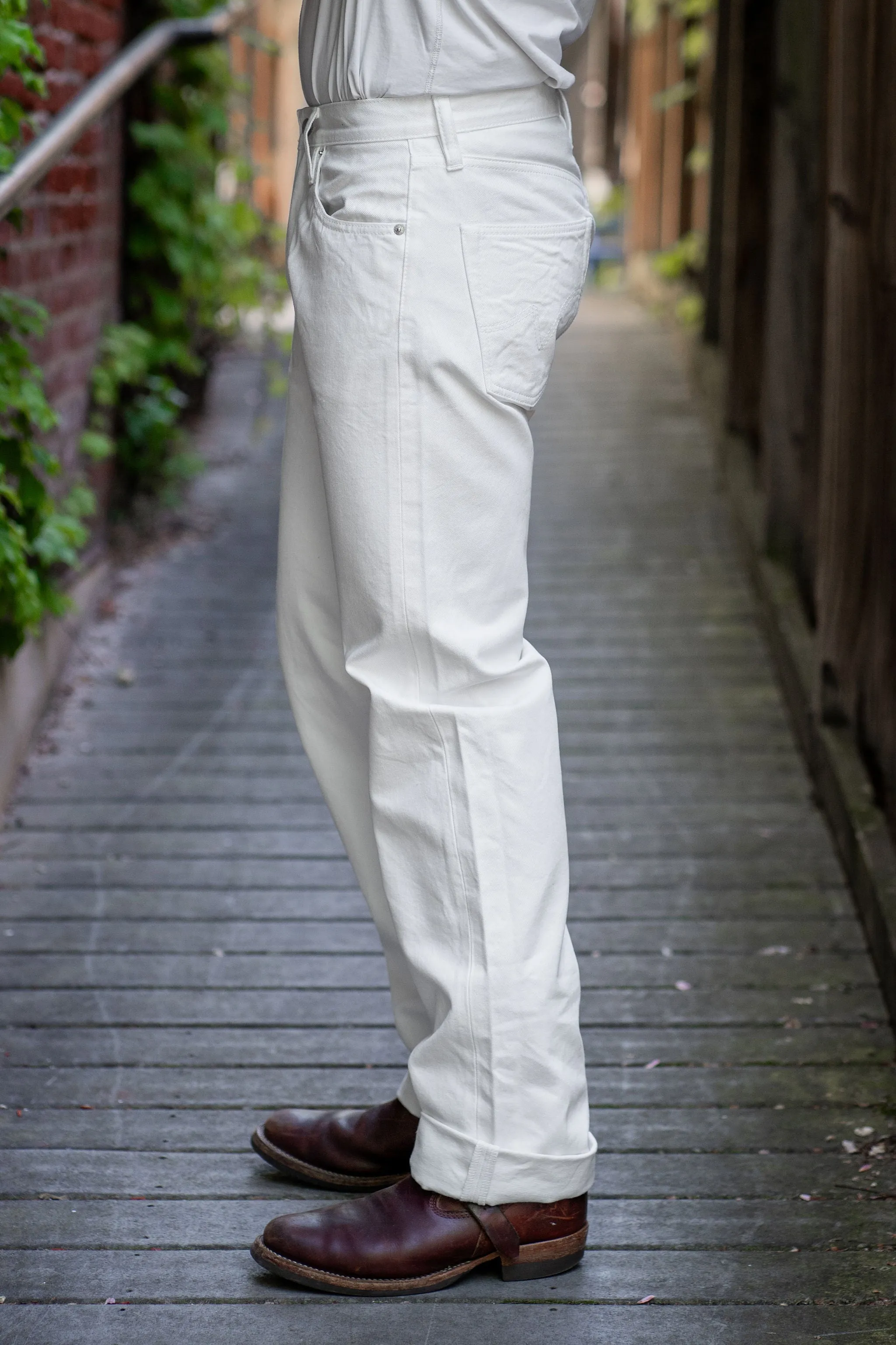 Iron Heart IH-634-WT 13.5oz Denim Straight Cut Jeans - White sold by Franklin and Poe product image thumbnail 2