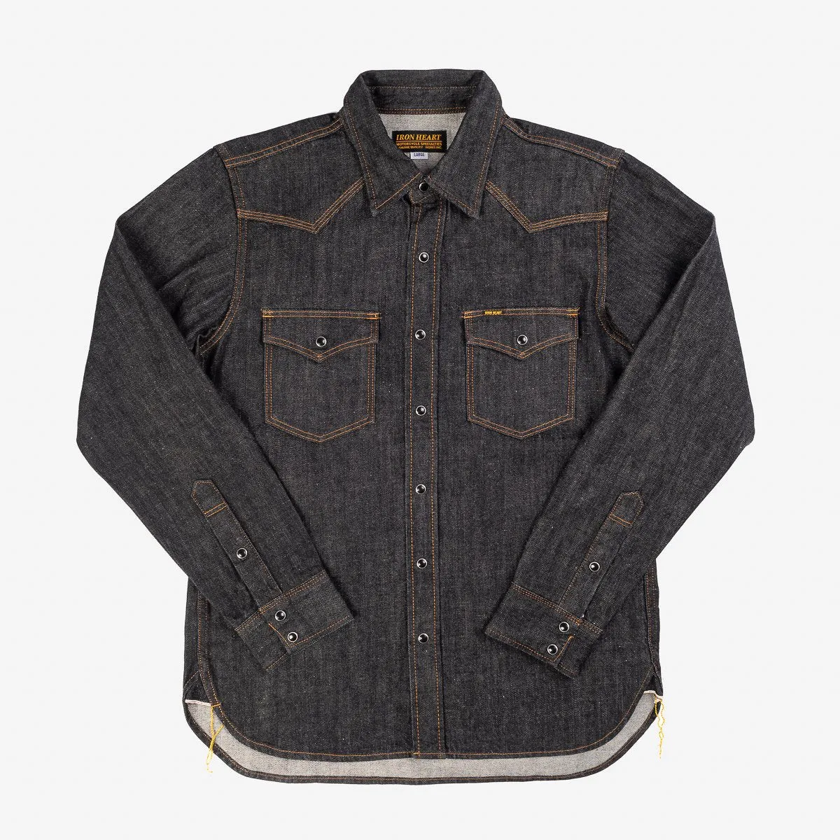 Iron Heart IHSH-33-BLK 12oz Selvedge Denim Western Shirt - Black sold by Franklin and Poe product image thumbnail 4