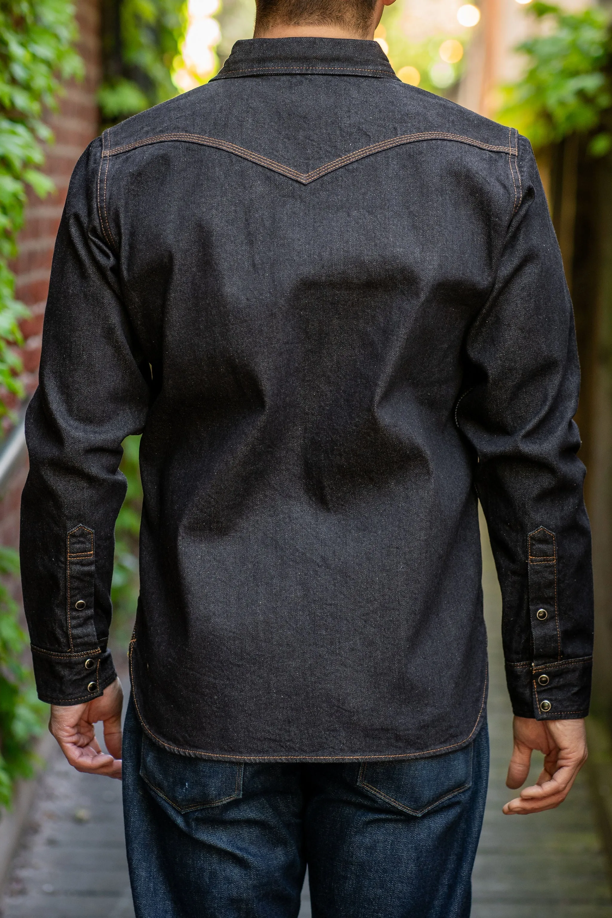 Iron Heart IHSH-33-BLK 12oz Selvedge Denim Western Shirt - Black sold by Franklin and Poe product image thumbnail 3