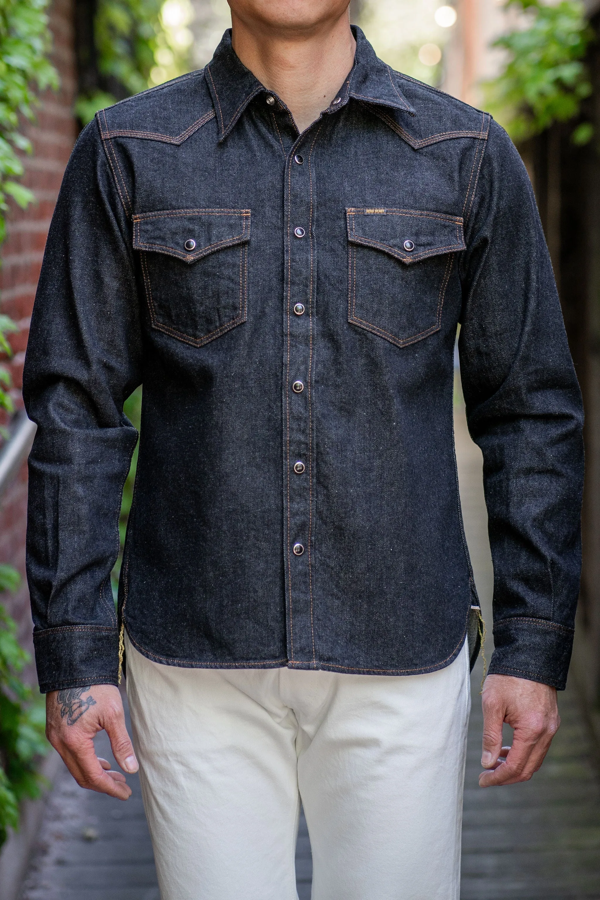 Iron Heart IHSH-33-IND 12oz Selvedge Denim Western Shirt - Indigo sold by Franklin and Poe