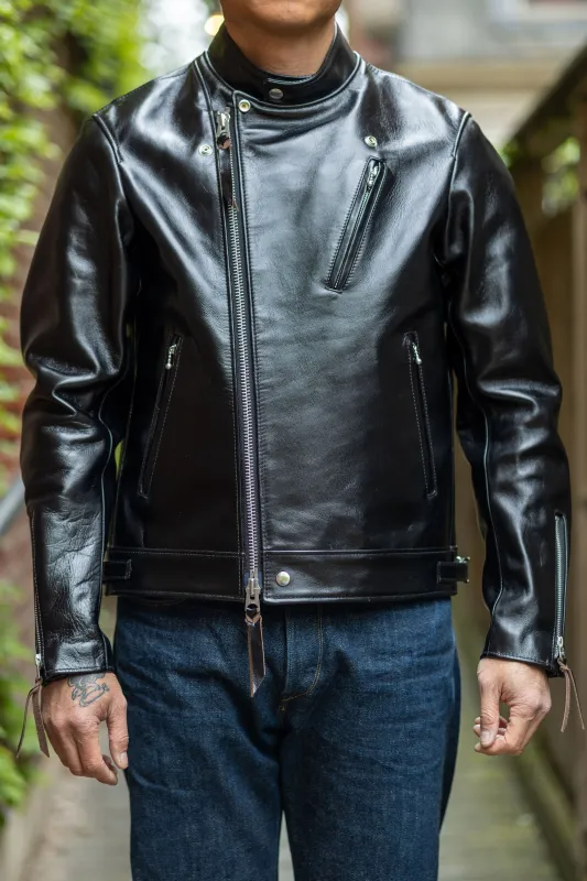 Iron Heart IHJ-128-BLK Japanese Horsehide Double Motorcycle Jacket - Black sold by Franklin and Poe
