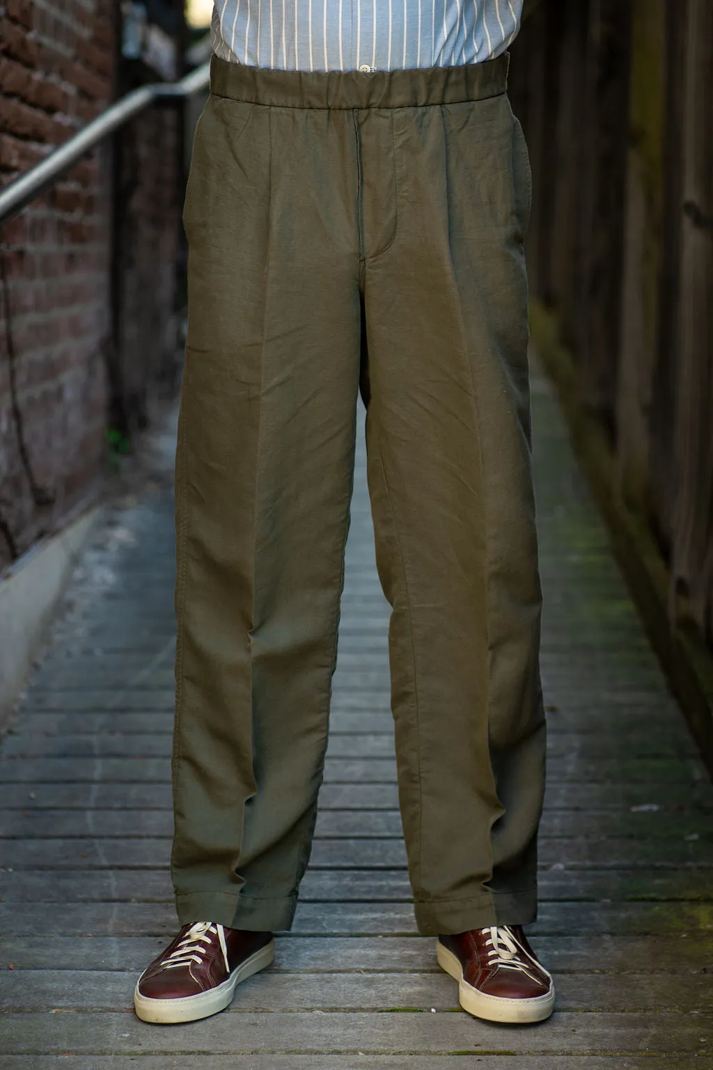 Knickerbocker Park Cotton & Linen Pant - Olive sold by Franklin and Poe
