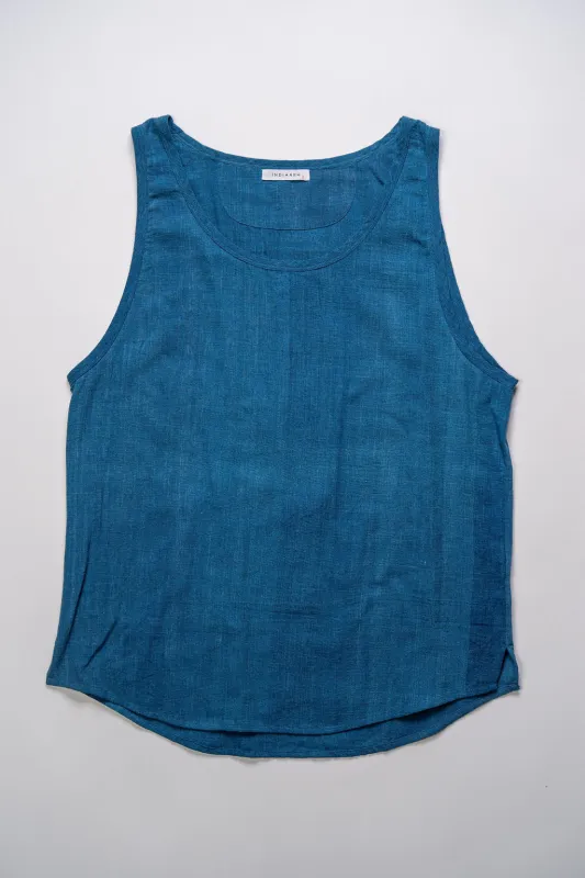 Indi + Ash Ripley Tank Handwoven Kala Cotton - Indigo sold by Franklin and Poe