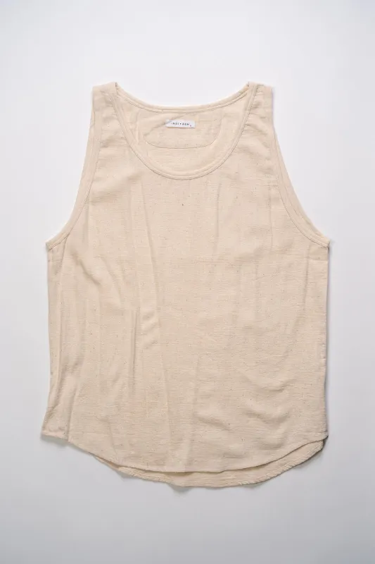 Indi + Ash Ripley Tank Handwoven Kala Cotton - Natural sold by Franklin and Poe