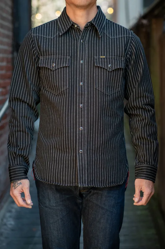 Iron Heart IHSH-62-BLK 12oz Wabash Western Shirt - Black sold by Franklin and Poe