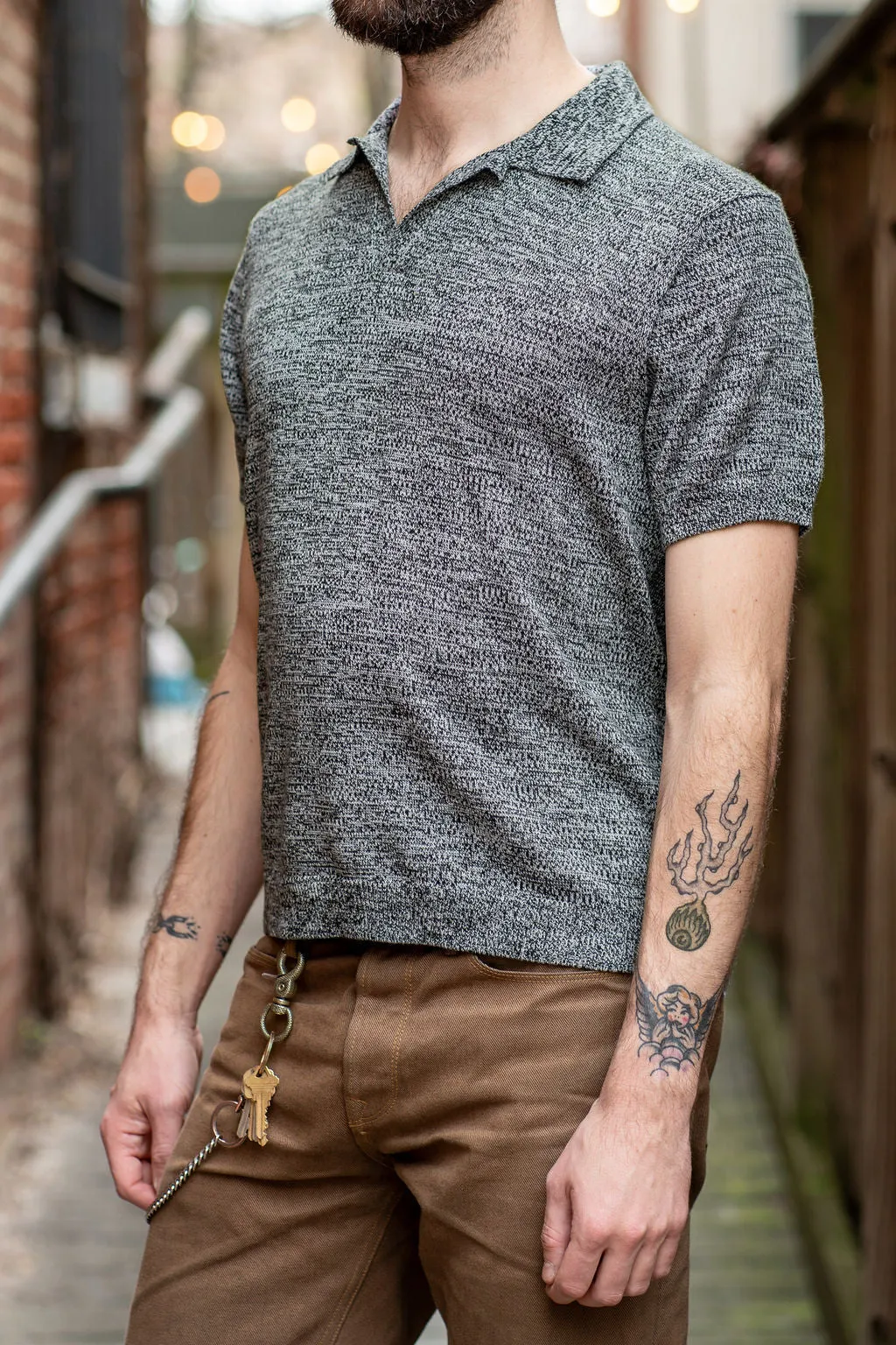 3sixteen Knit Polo - Black Marled Yarn sold by Franklin and Poe product image thumbnail 2