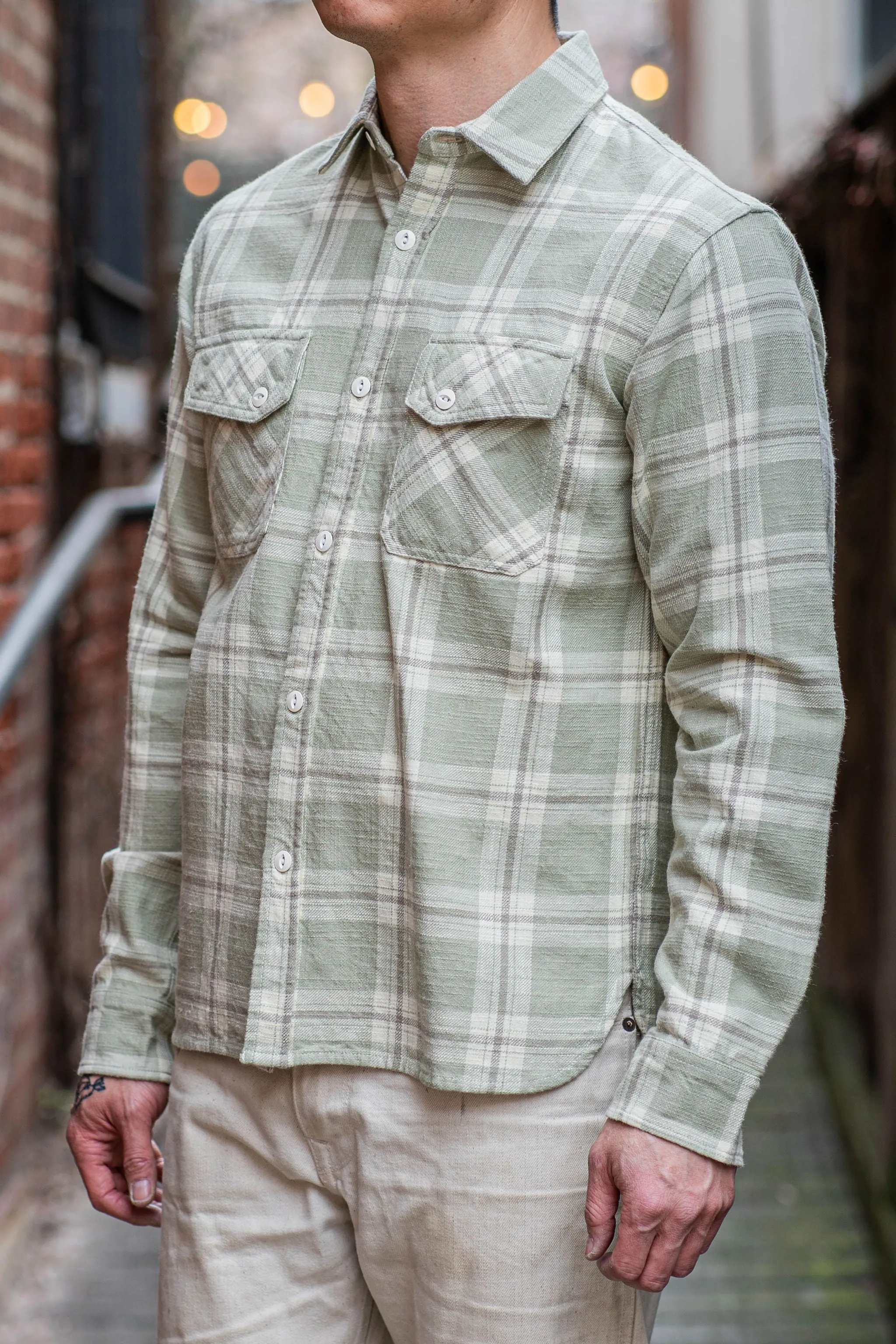 3sixteen Crosscut Flannel - Seafoam Slub Plaid sold by Franklin and Poe product image thumbnail 2