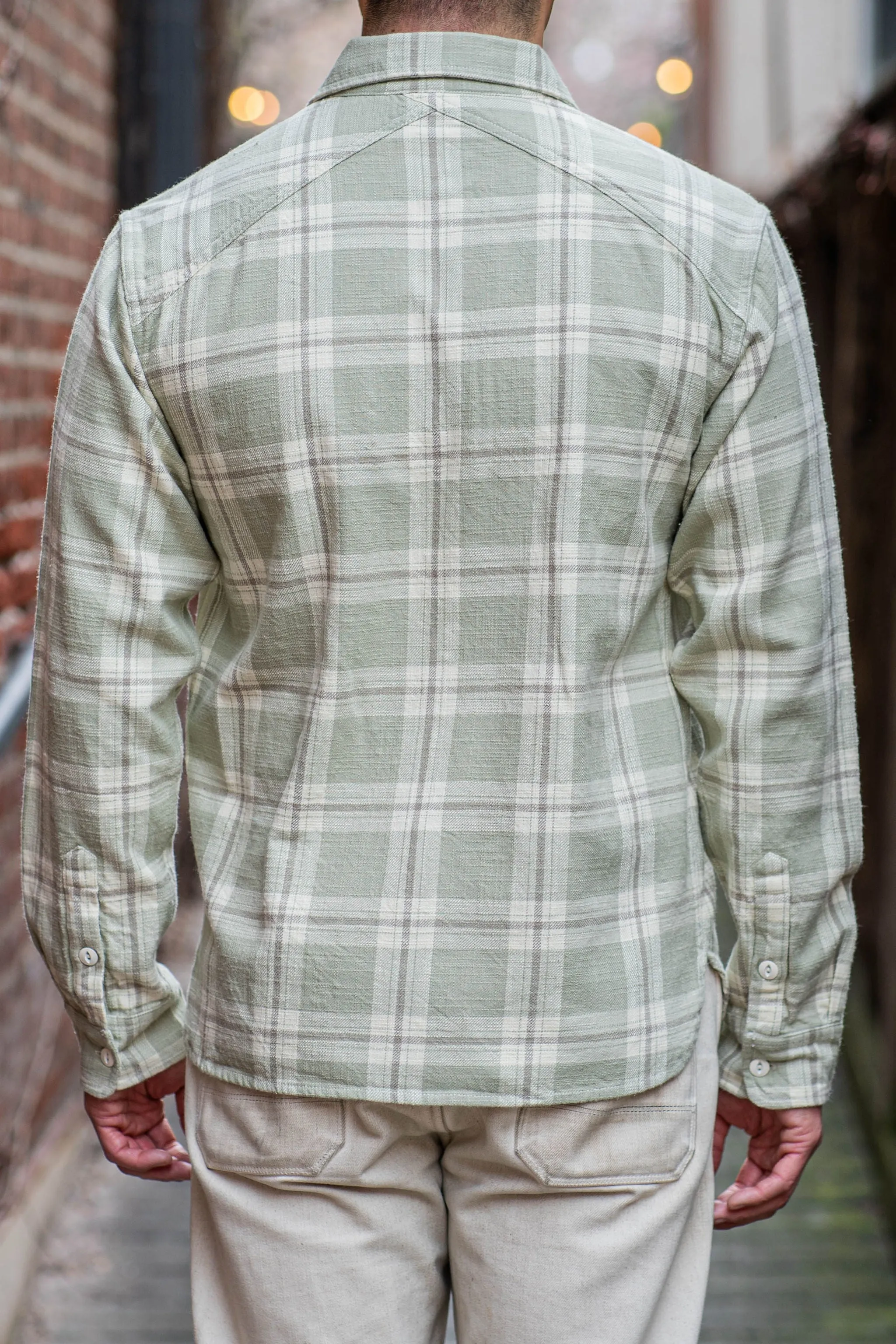 3sixteen Crosscut Flannel - Seafoam Slub Plaid sold by Franklin and Poe product image thumbnail 3