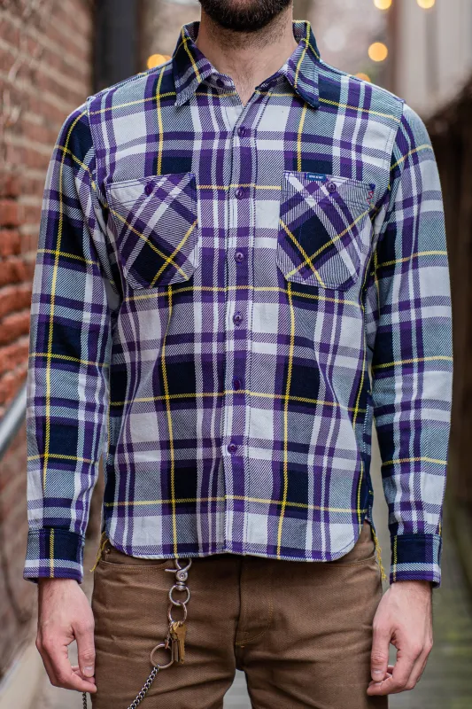 Iron Heart IHSH-382-PUR 9oz Selvedge American Check Work Shirt - Purple sold by Franklin and Poe