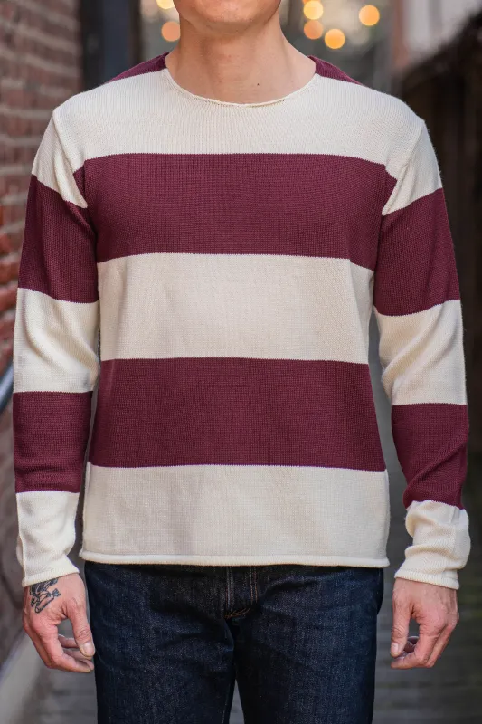 Heimat Textil Rugby Harbor Sweater - Seashell/Burgundy sold by Franklin and Poe
