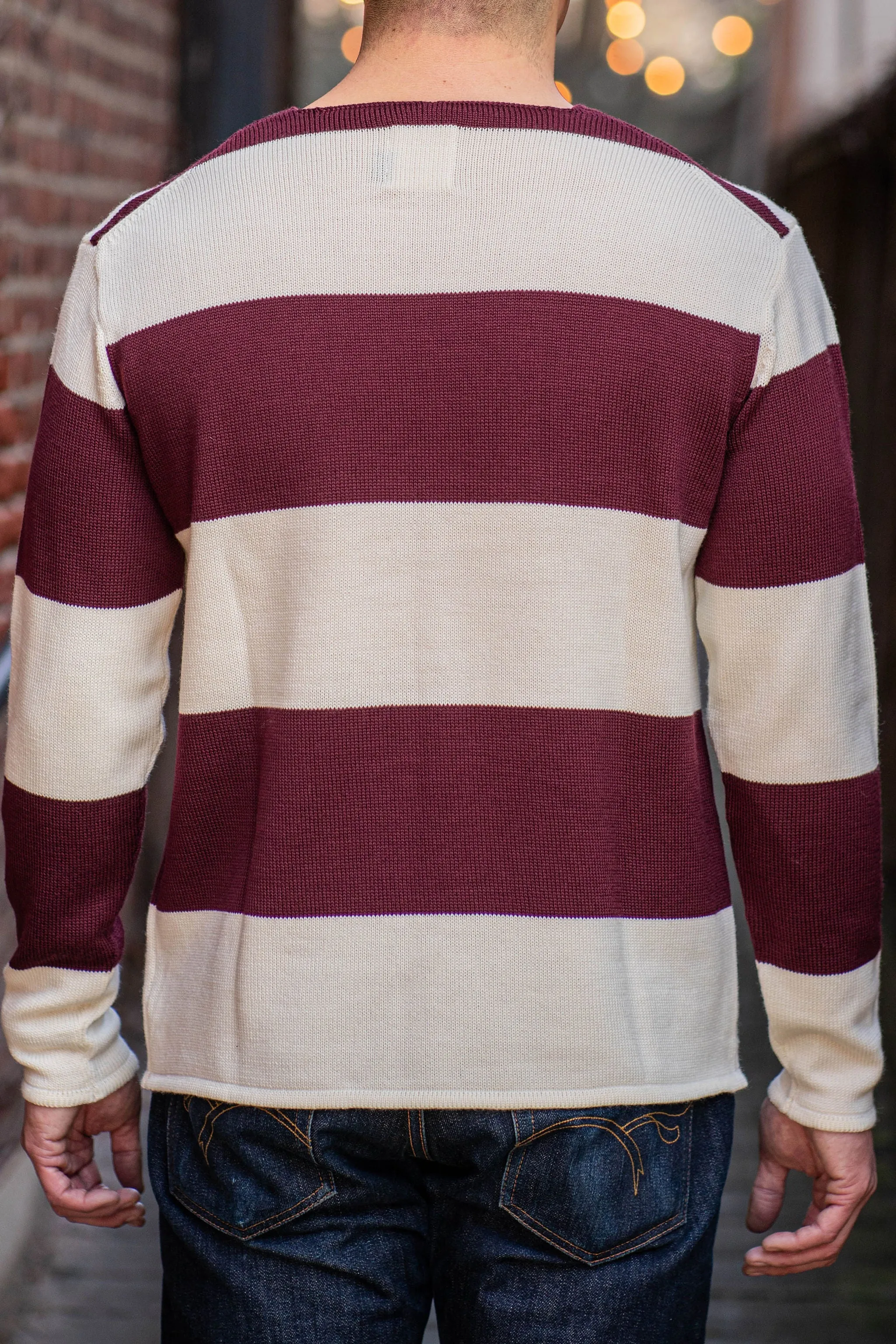 Heimat Textil Rugby Harbor Sweater - Seashell/Burgundy sold by Franklin and Poe product image thumbnail 3