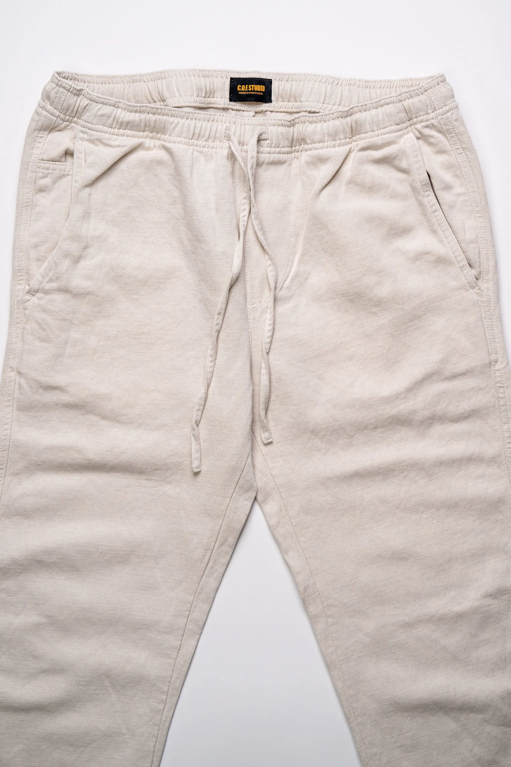 C.O.F. Drawstring Pants - Light Cotton Linen Ecru sold by Franklin and Poe product image thumbnail 4
